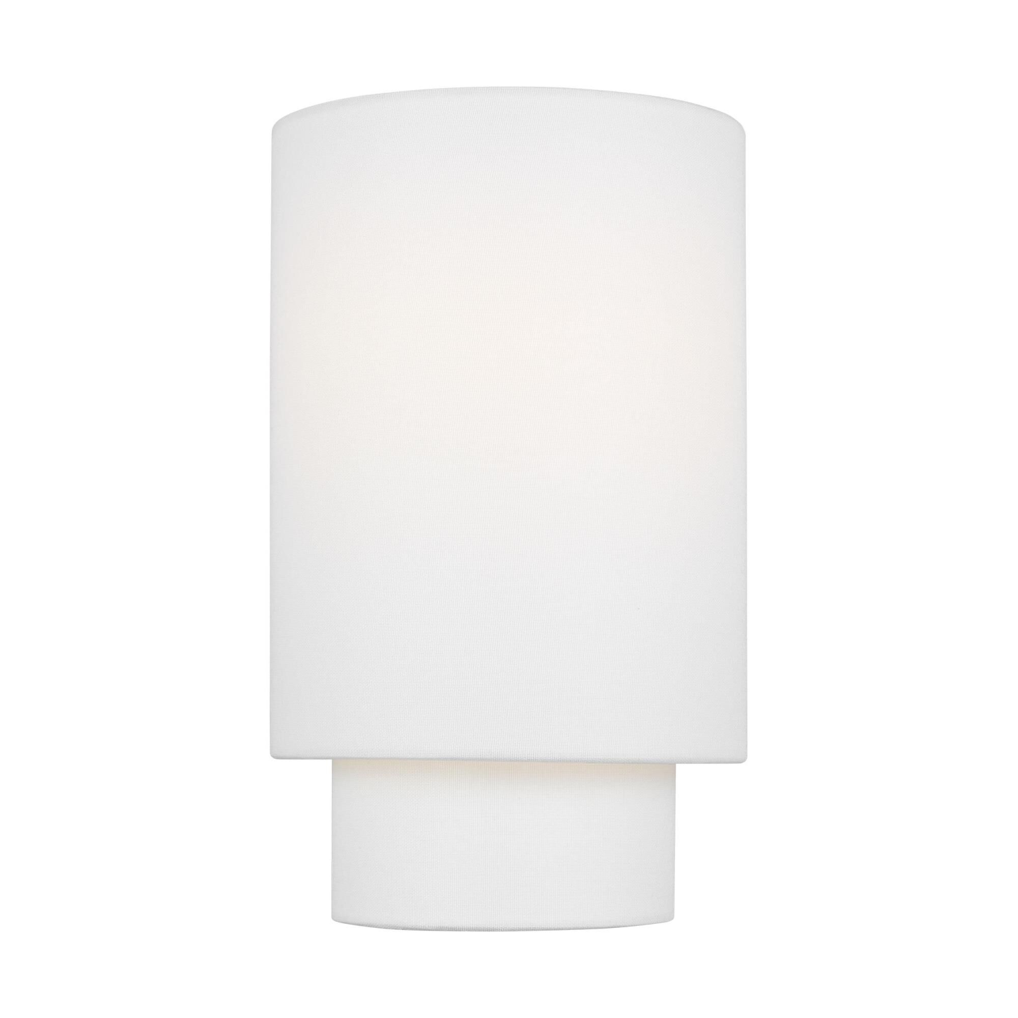 Shown in Polished Nickel finish and White Linen Fabric shade