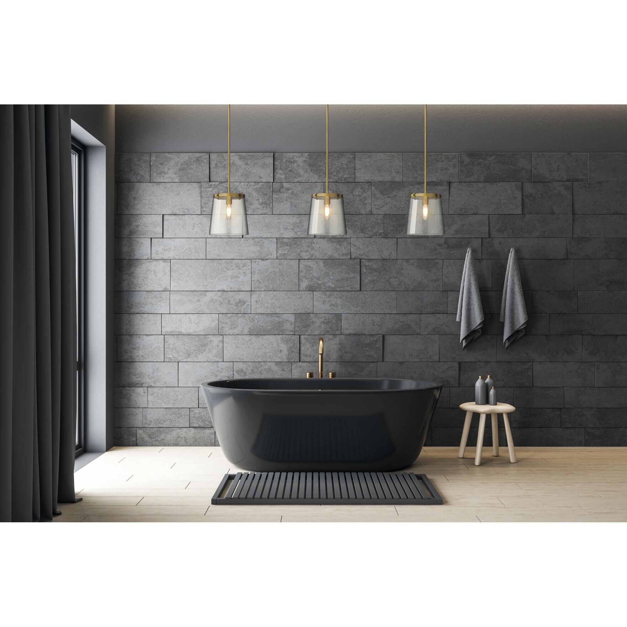 Shown in Rubbed Brass finish and Clear glass and No Shade shade