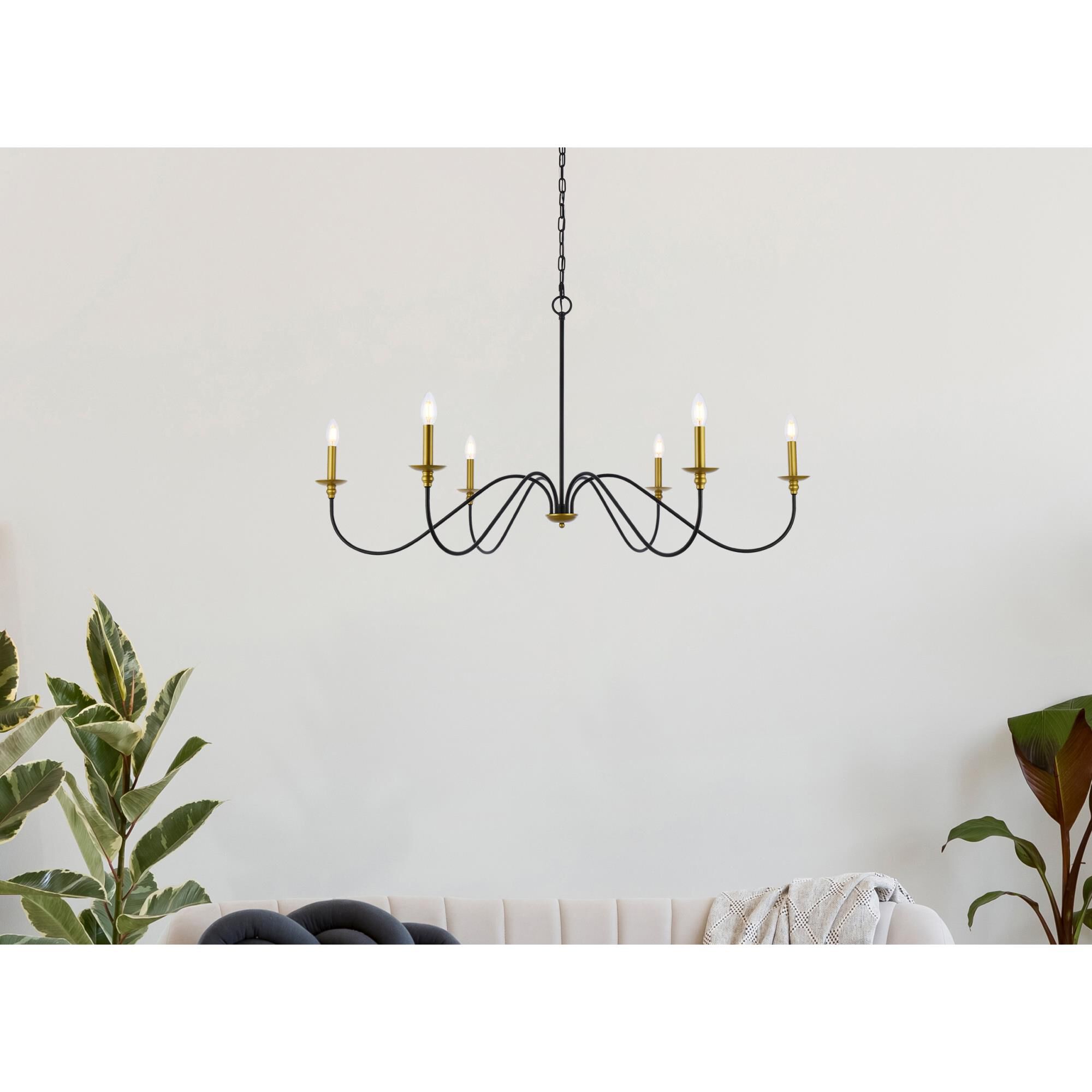 Rohan 48 Inch 6 Light Chandelier by Elegant Lighting