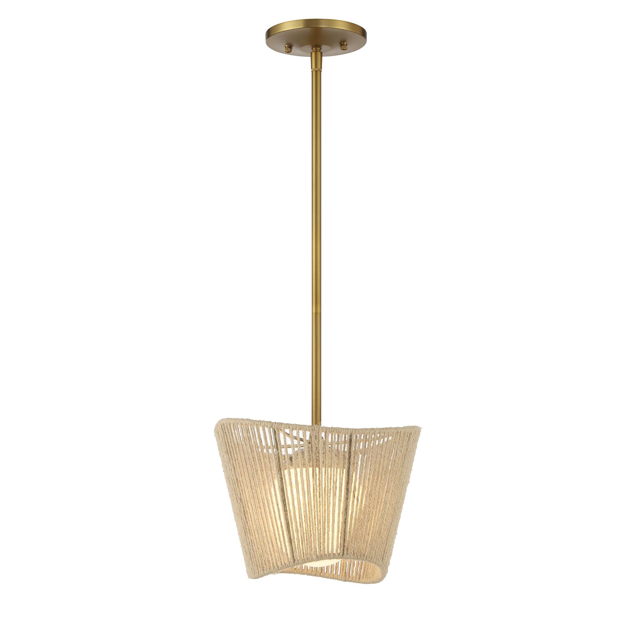Shown in Soft Brass finish and Metal with Rope shade