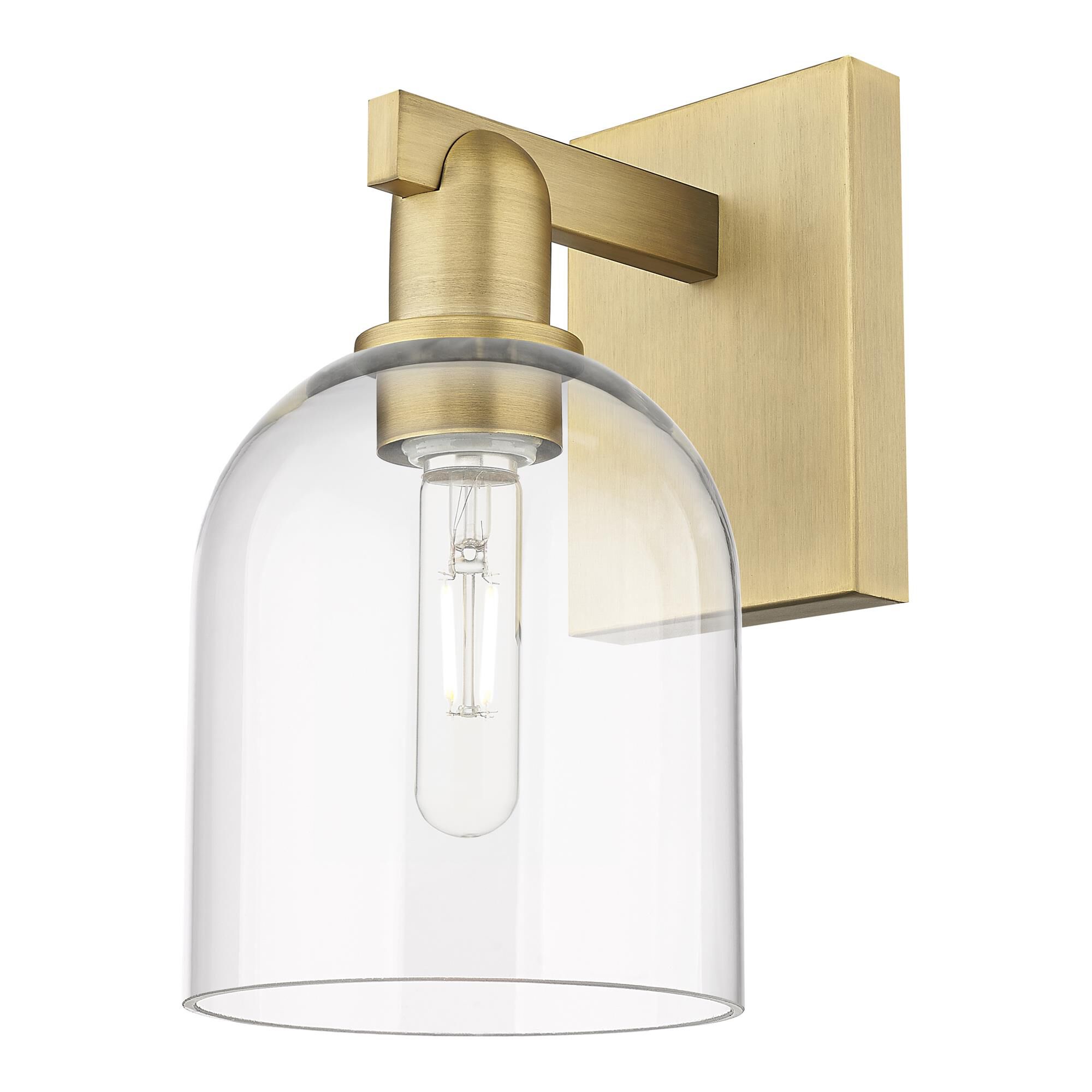 Shown in Brushed Brass finish and Clear glass