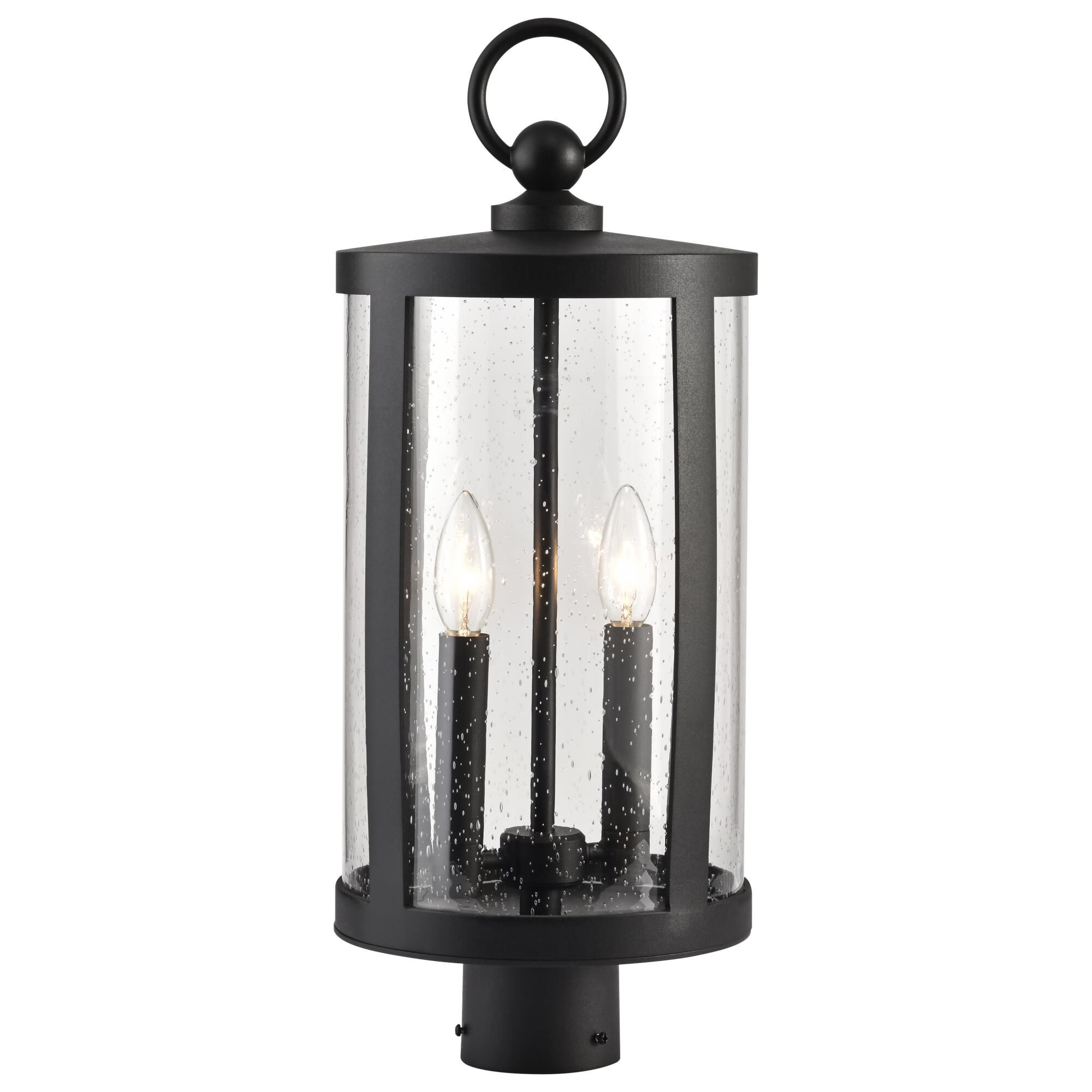 Shown in Matte Black finish and Clear Seeded glass