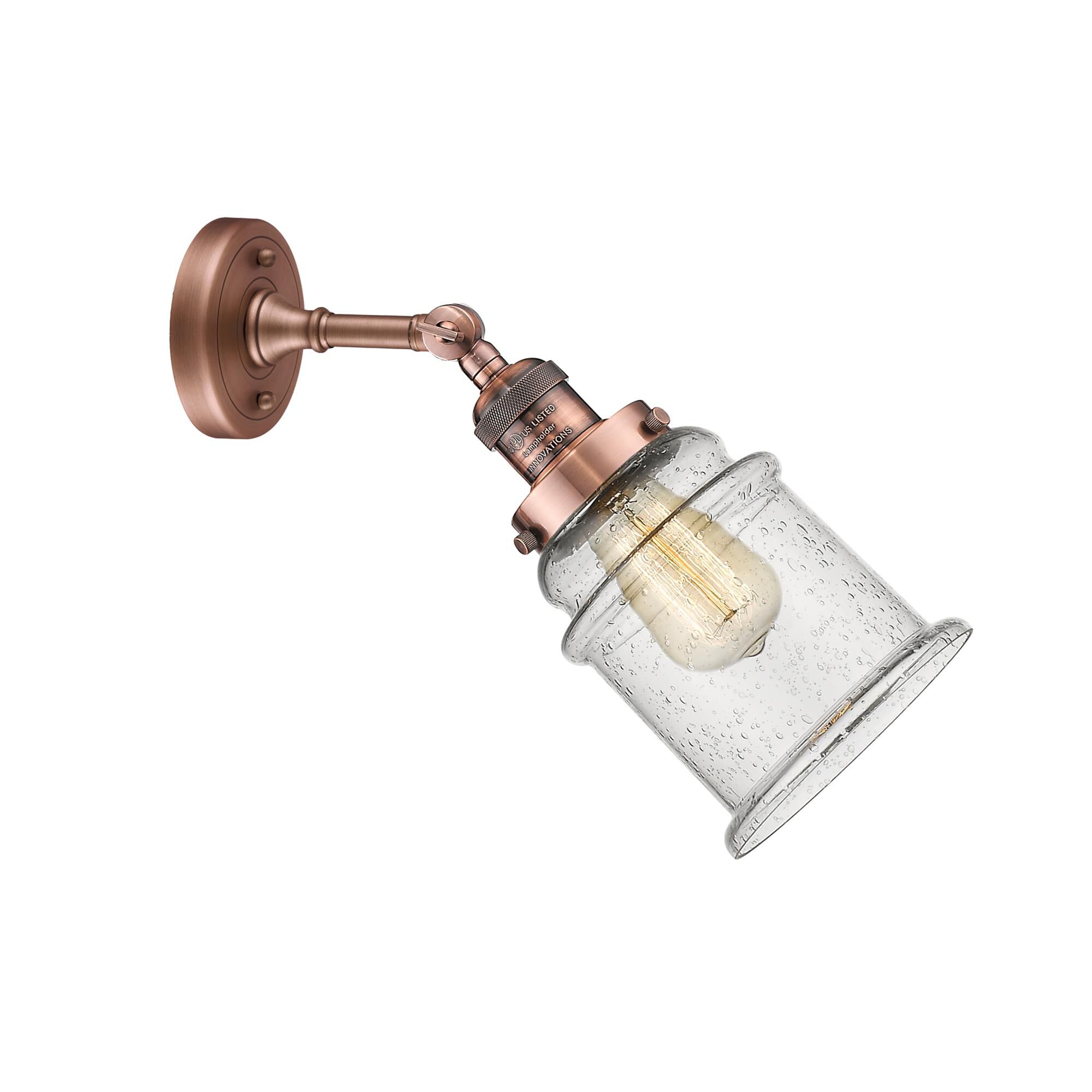 Shown in Antique Copper finish and Seedy glass and None accent