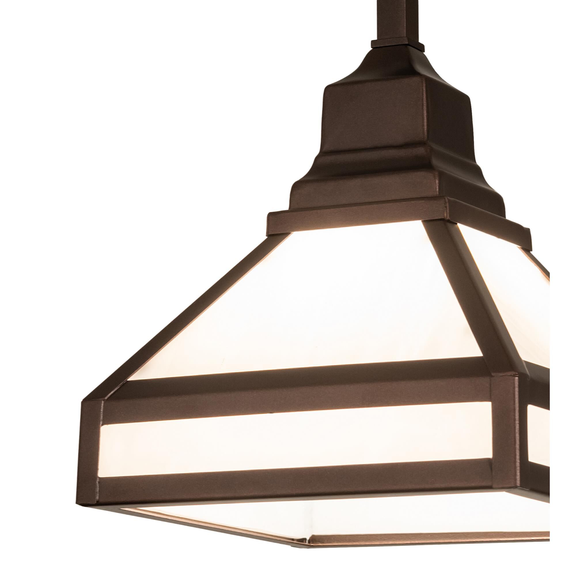 Shown in Mahogany Bronze finish and White glass