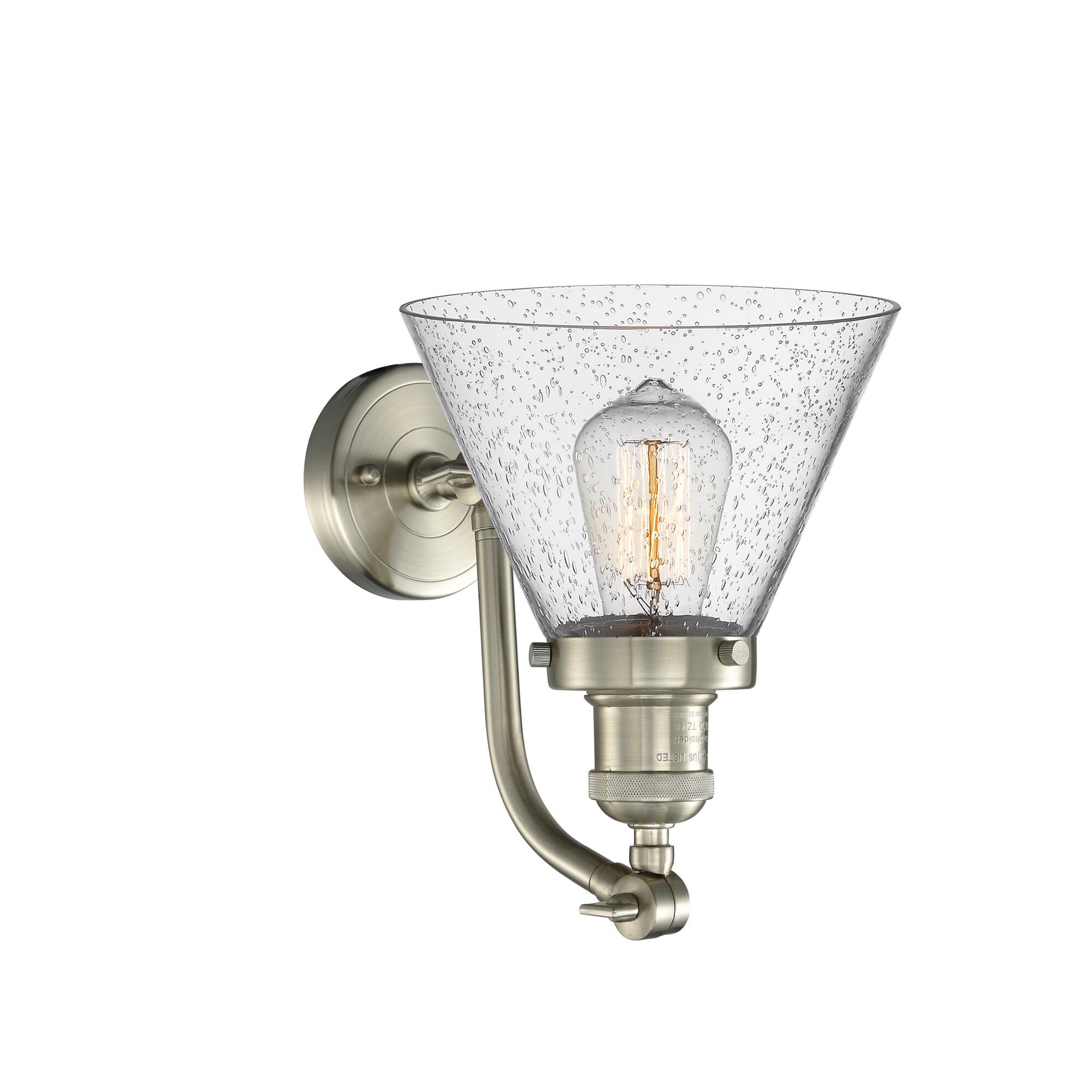 Shown in Brushed Satin Nickel finish and Seedy glass