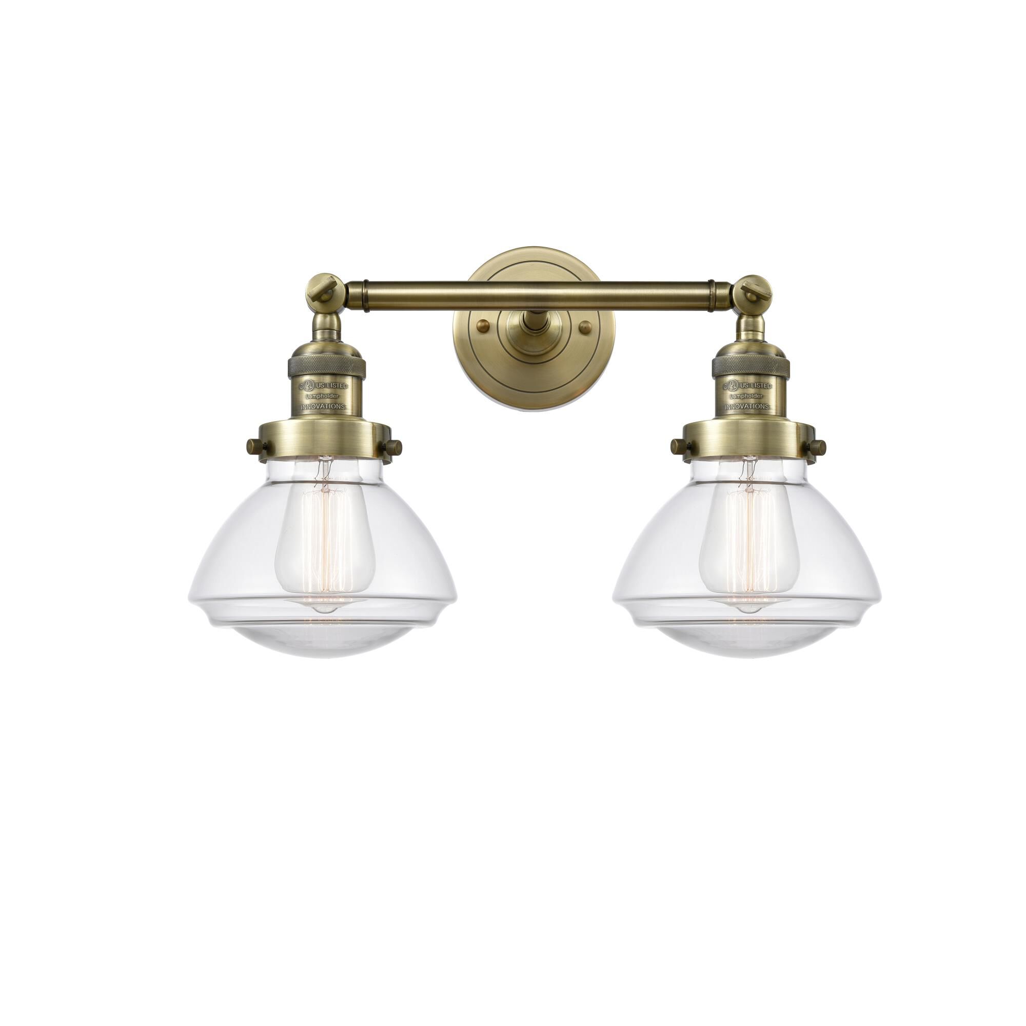 Shown in Antique Brass finish and Bell glass and Glass shade and Bulb Tint - Amber accent