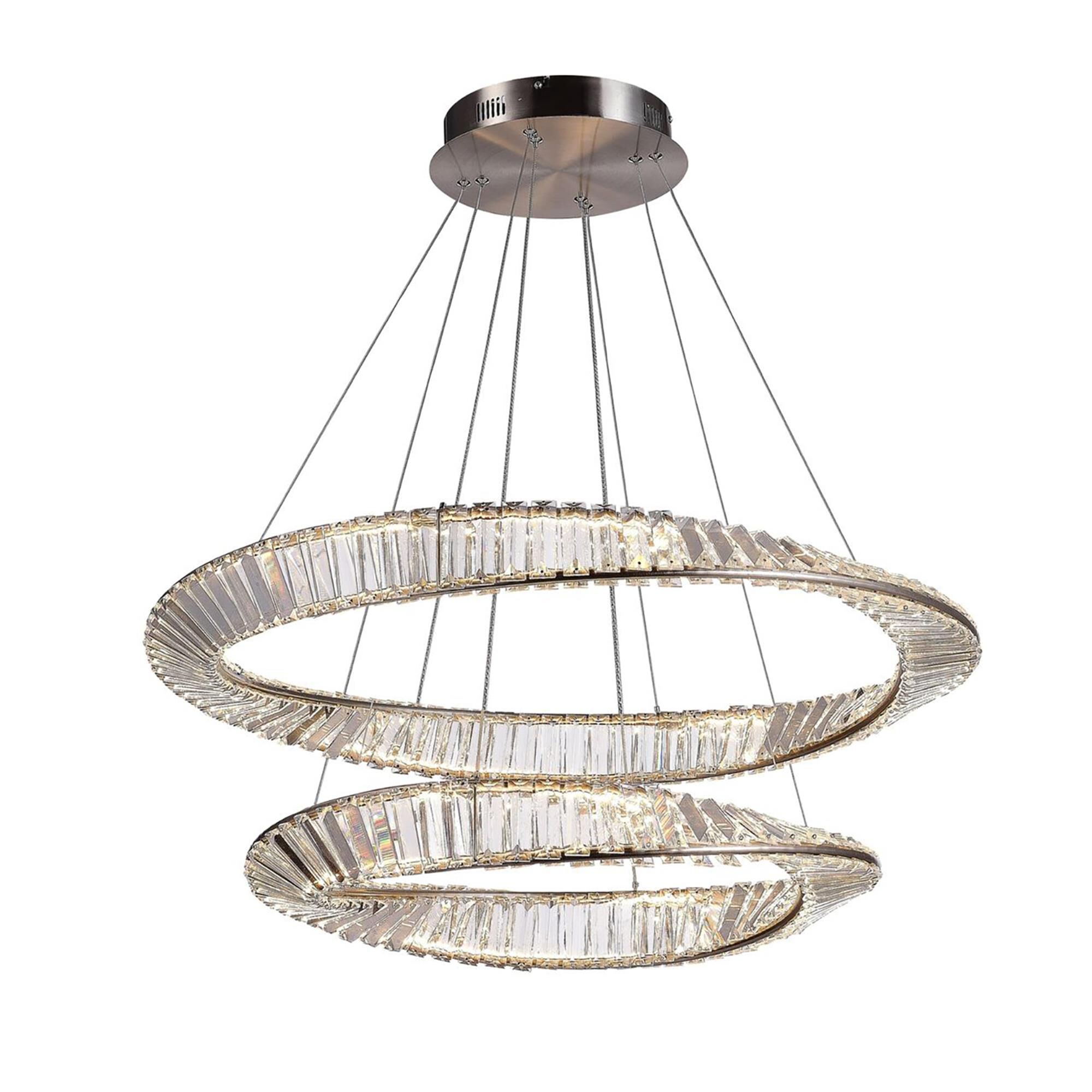 Shown in Satin Nickel finish and Crystal glass