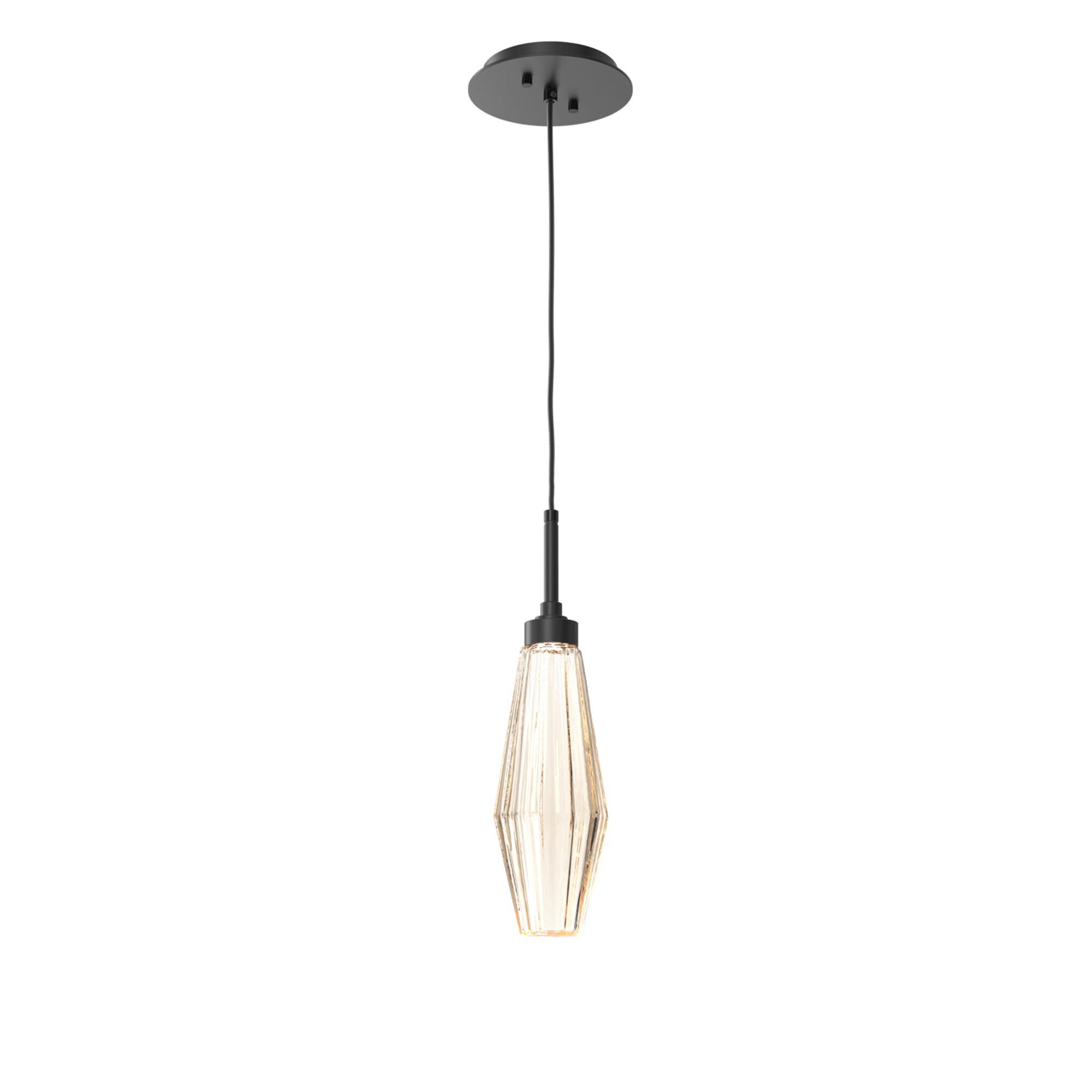 Shown in Matte Black finish and Optic Rib Amber glass