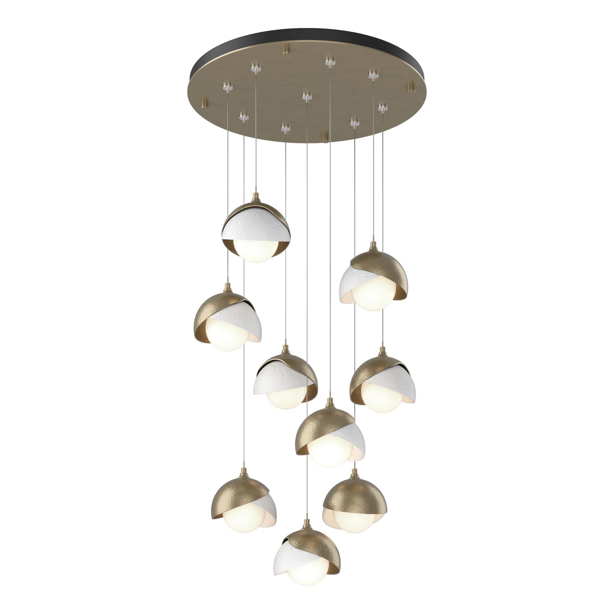 Shown in Soft Gold finish and Opal glass