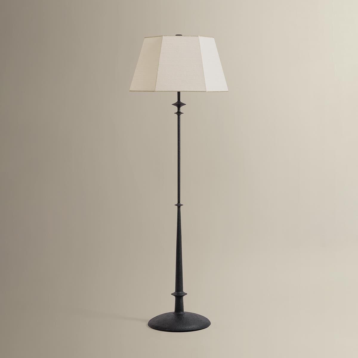 Shown in Black Iron finish and Handmade Paper shade