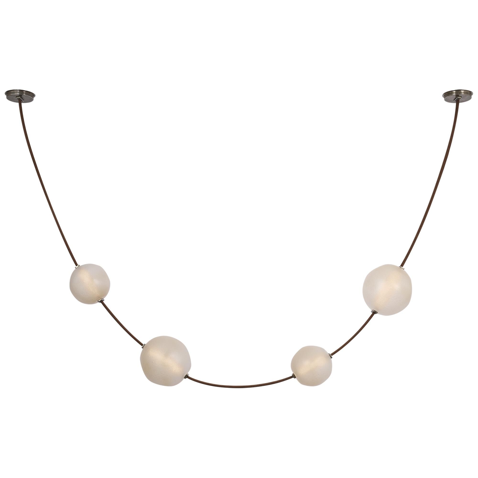Shown in Russet Suede And Mottled Pewter finish and Fizzy Nude glass