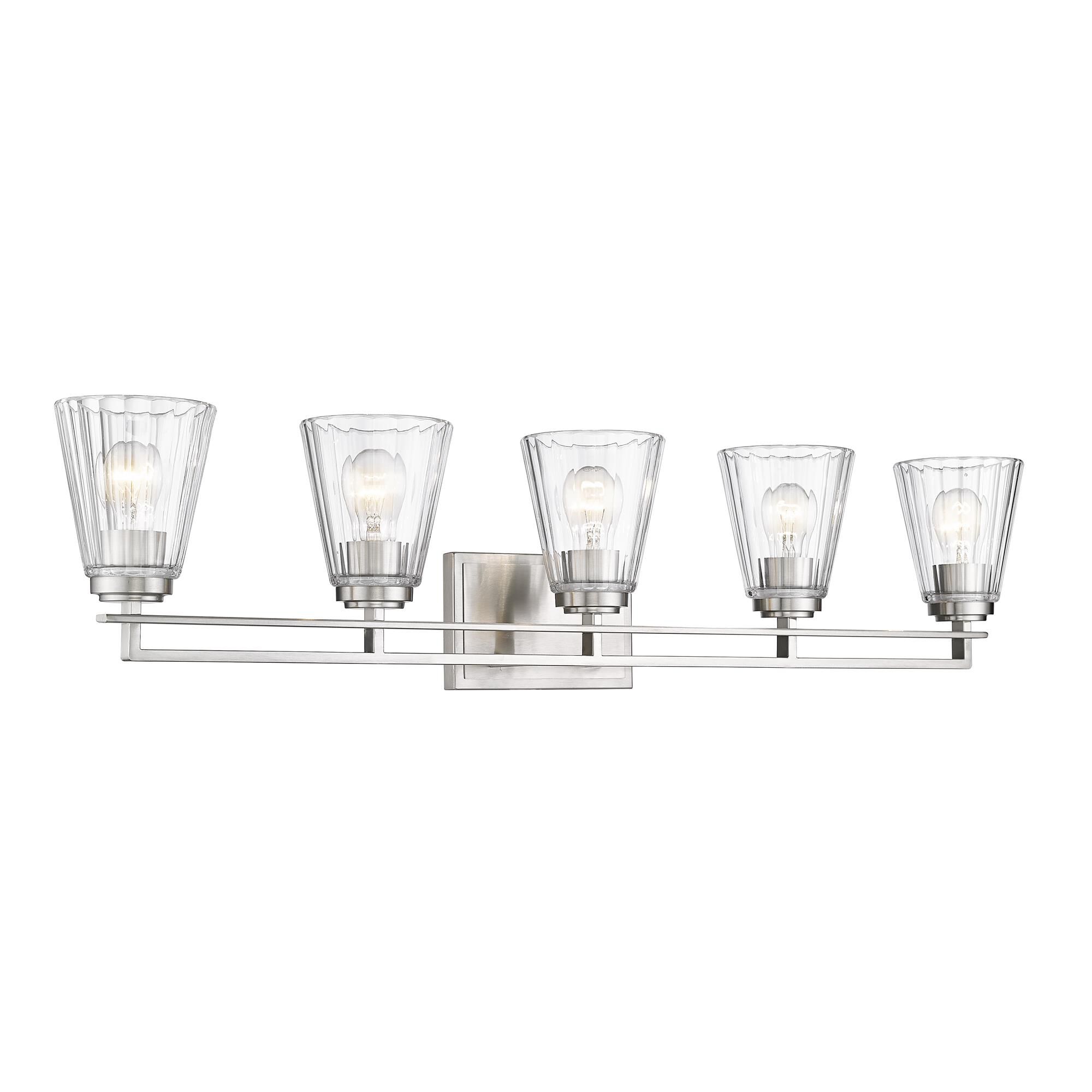 Shown in Brushed Nickel finish and Clear glass