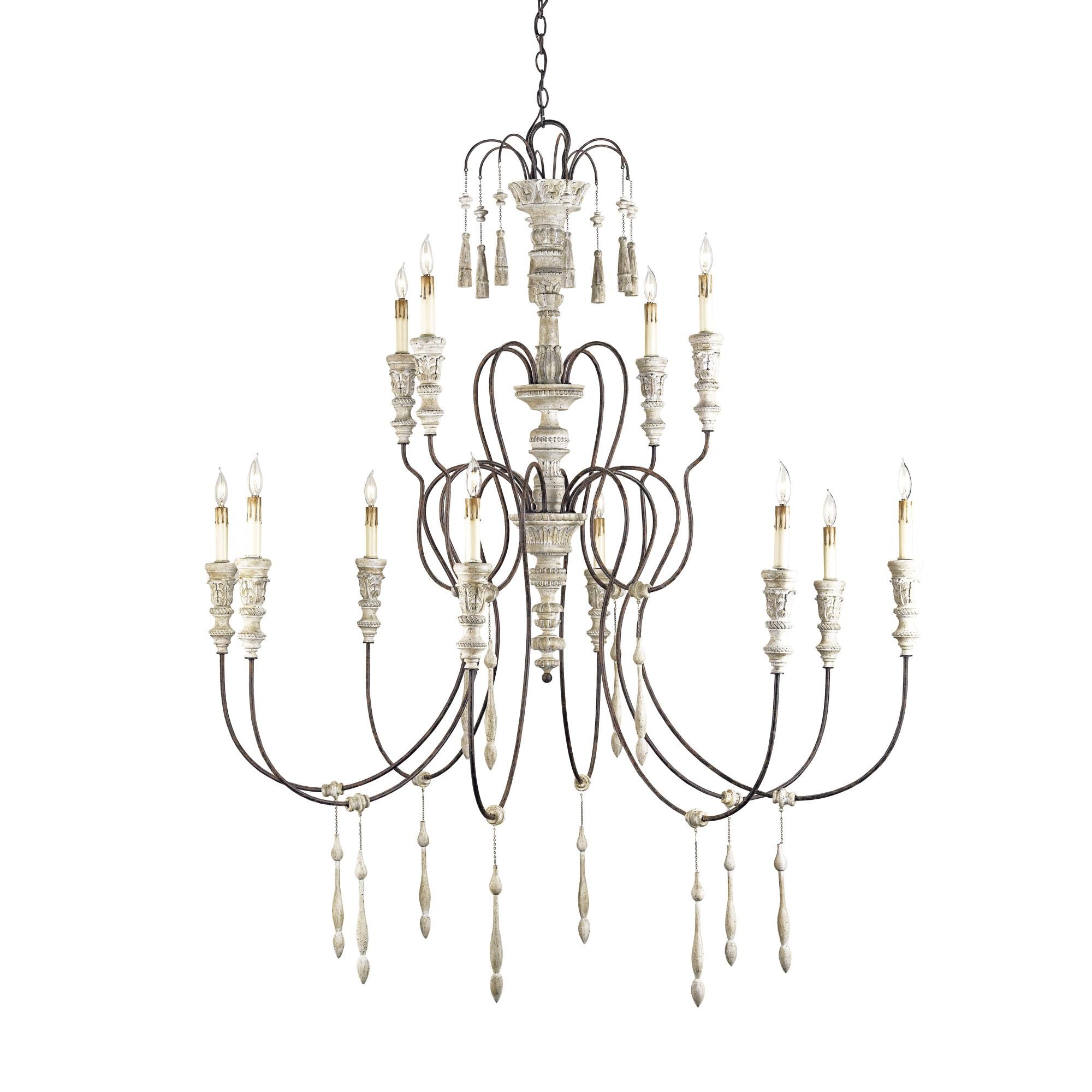 Hannah 53 Inch 12 Light Chandelier by Currey and Company