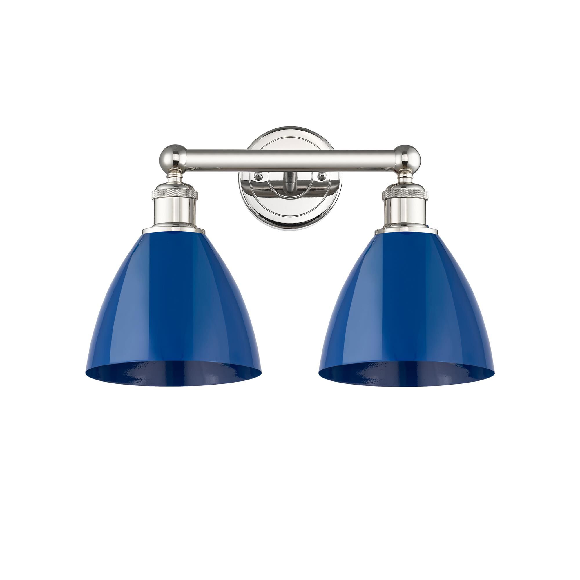 Shown in Polished Nickel finish and Blue shade