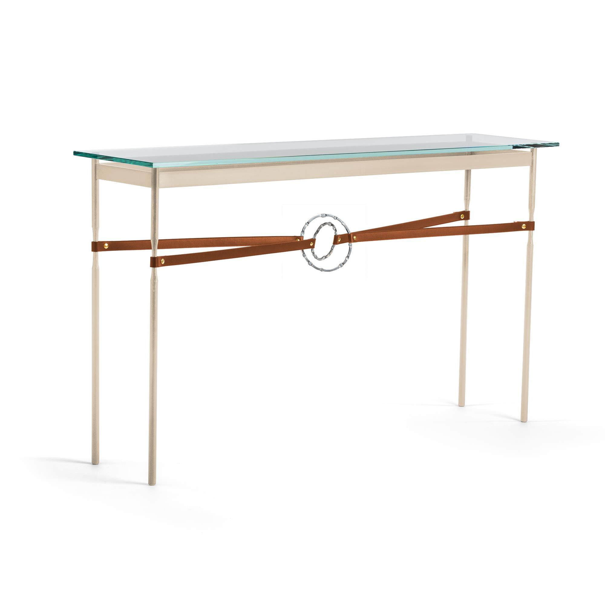 Shown in Soft Gold finish and Sterling with Leather Chestnut  accent