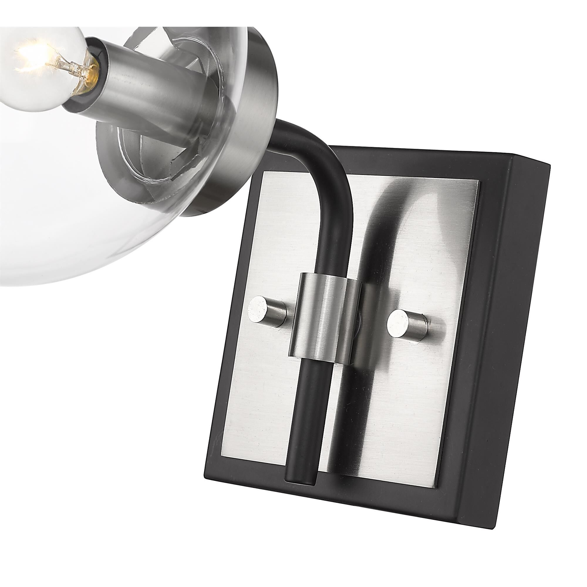 Shown in Matte Black + Brushed Nickel finish and Glass shade
