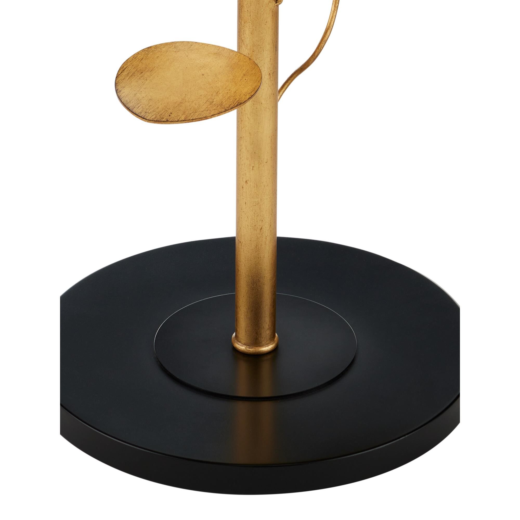 Shown in Antique Gold Leaf finish and Light Beige Linen shade