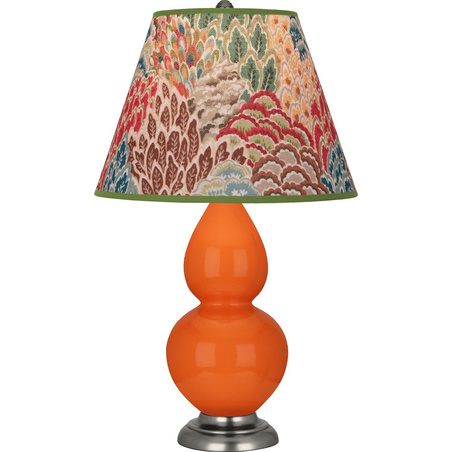Shown in Pumpkin finish and Fall Floral shade and Antique Silver accent