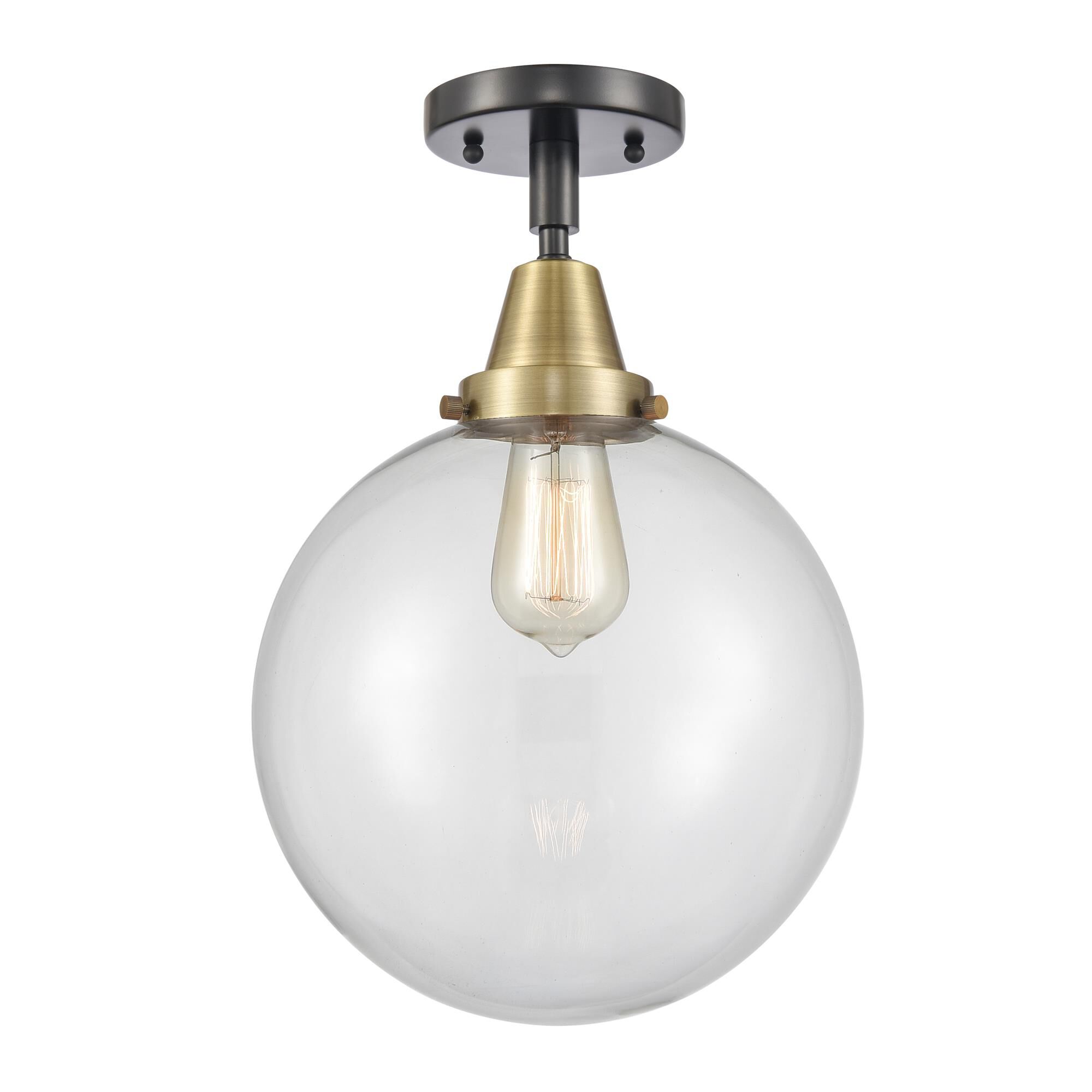 Shown in Black Antique Brass finish and Clear Beacon glass