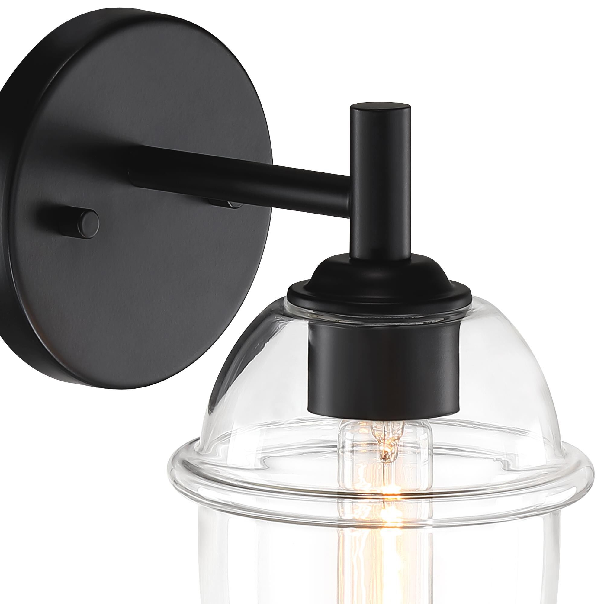 Shown in Matte Black finish and Clear glass