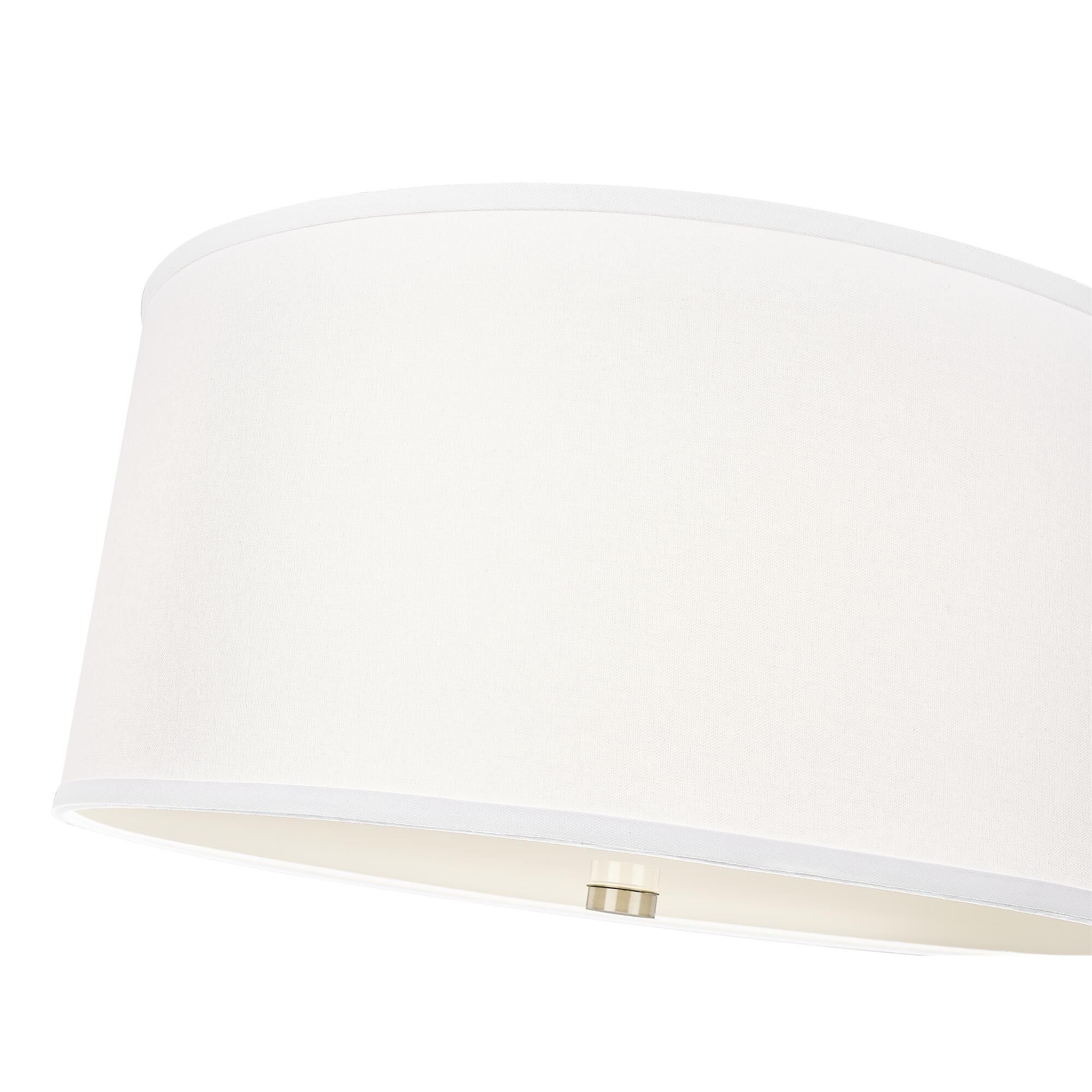 Shown in Brushed Nickel finish and White glass