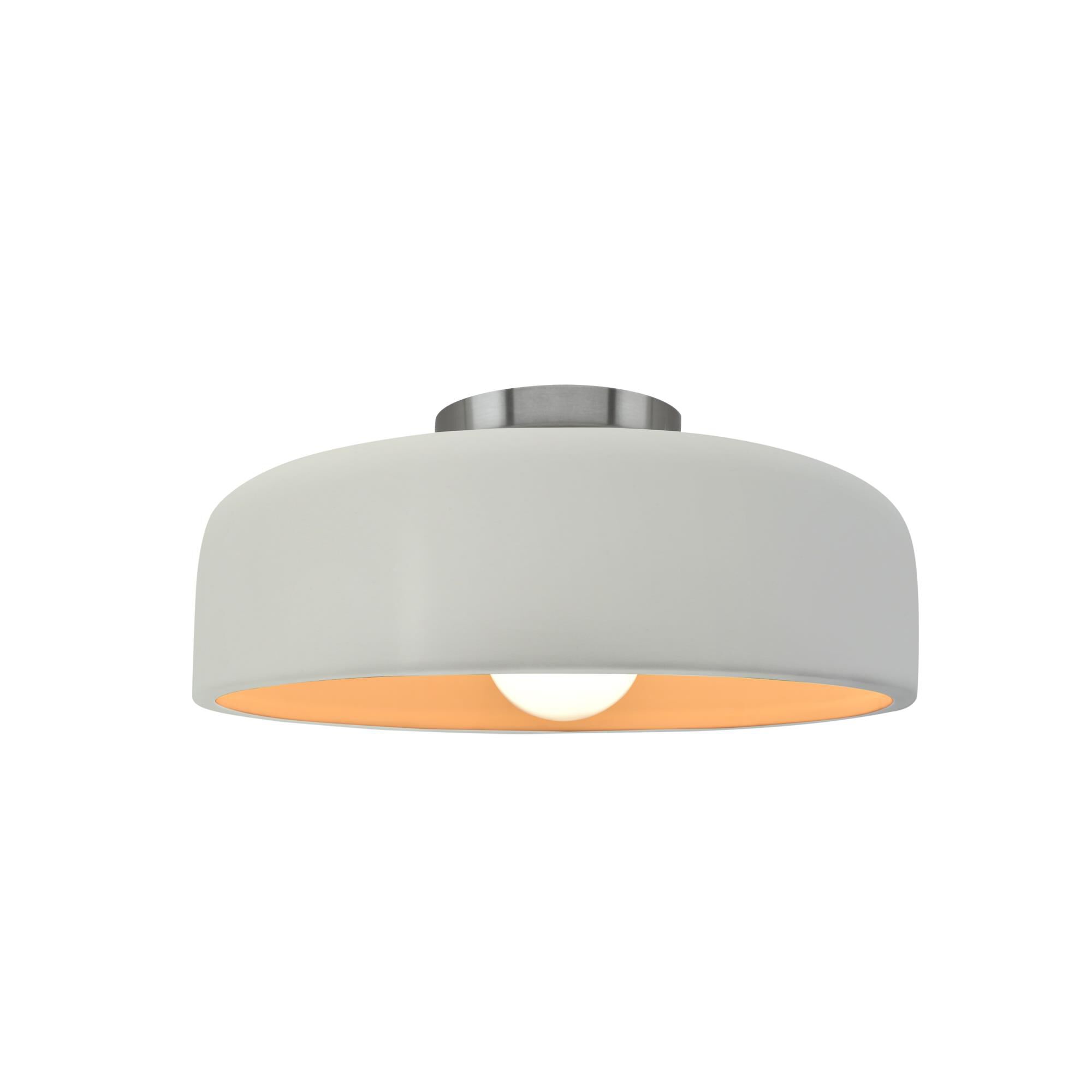 Shown in Brushed Nickel finish and Matte White With Champagne Gold Internal Finish shade