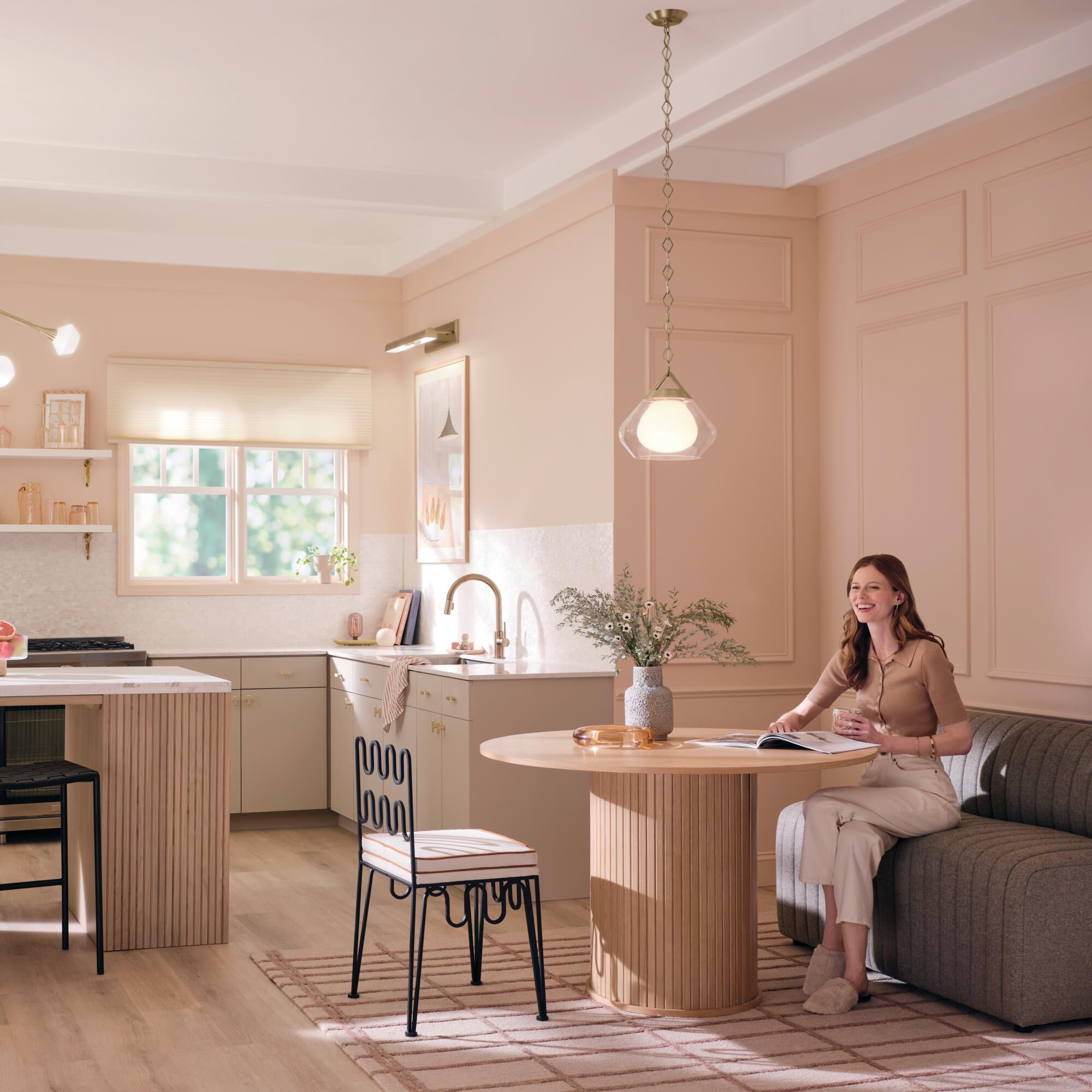 Shown in Champagne Bronze finish and Clear Outer Glass with Opal Interior glass