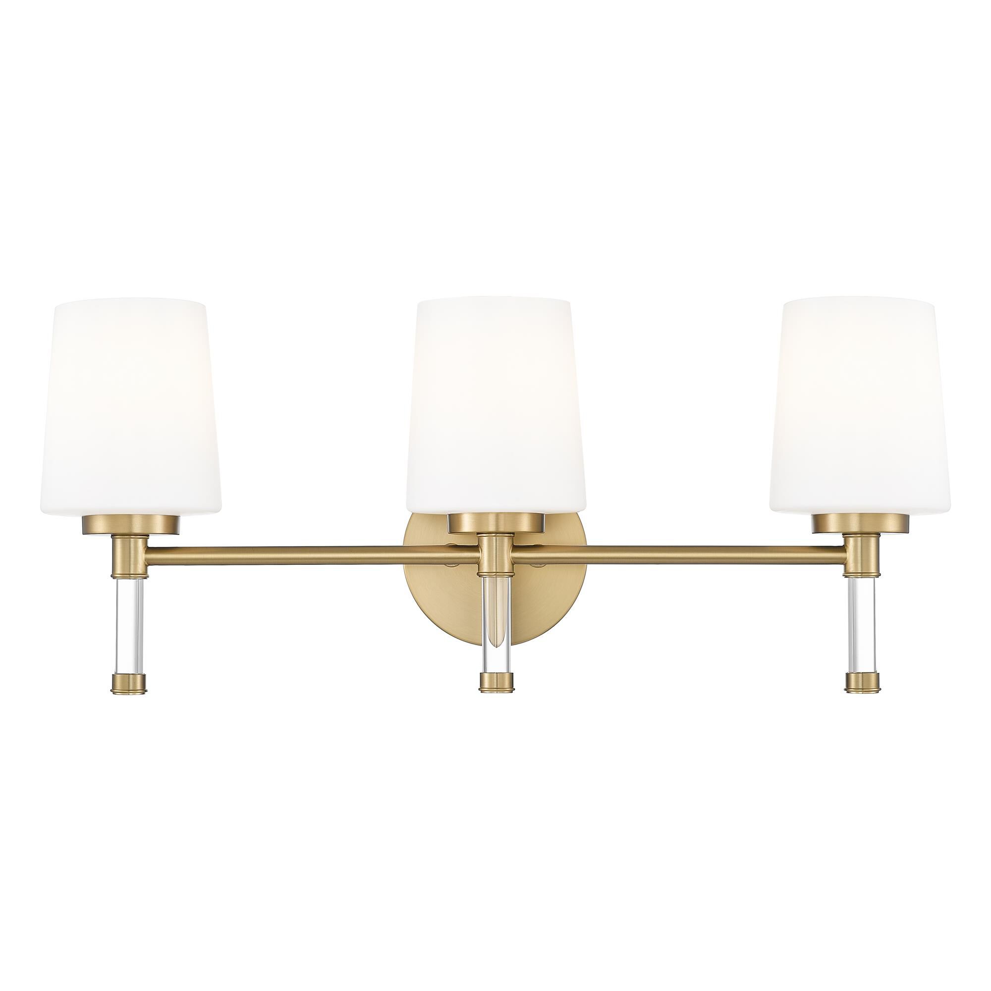 Shown in Modern Gold finish and White Opal glass