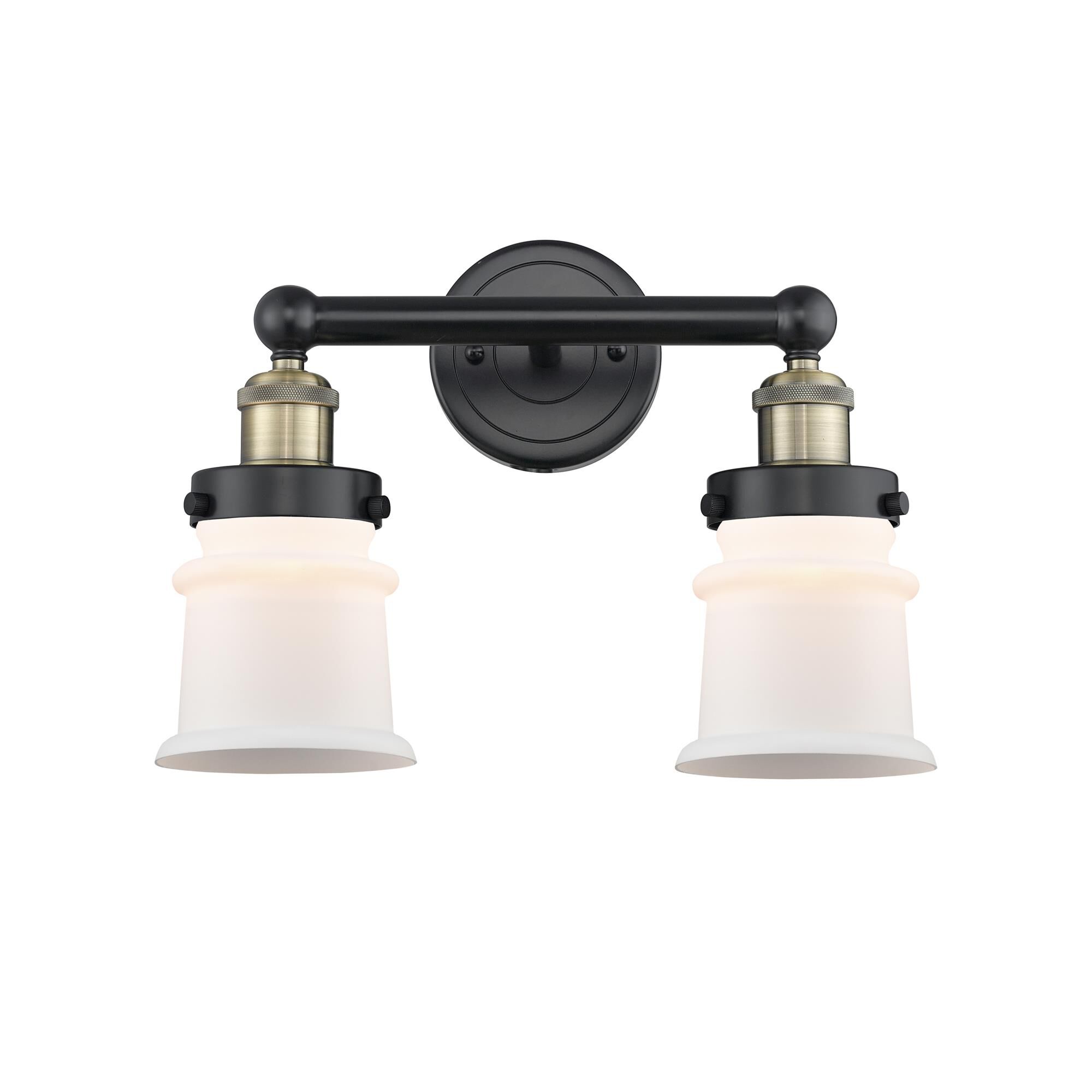 Shown in Black Antique Brass finish and Matte White glass