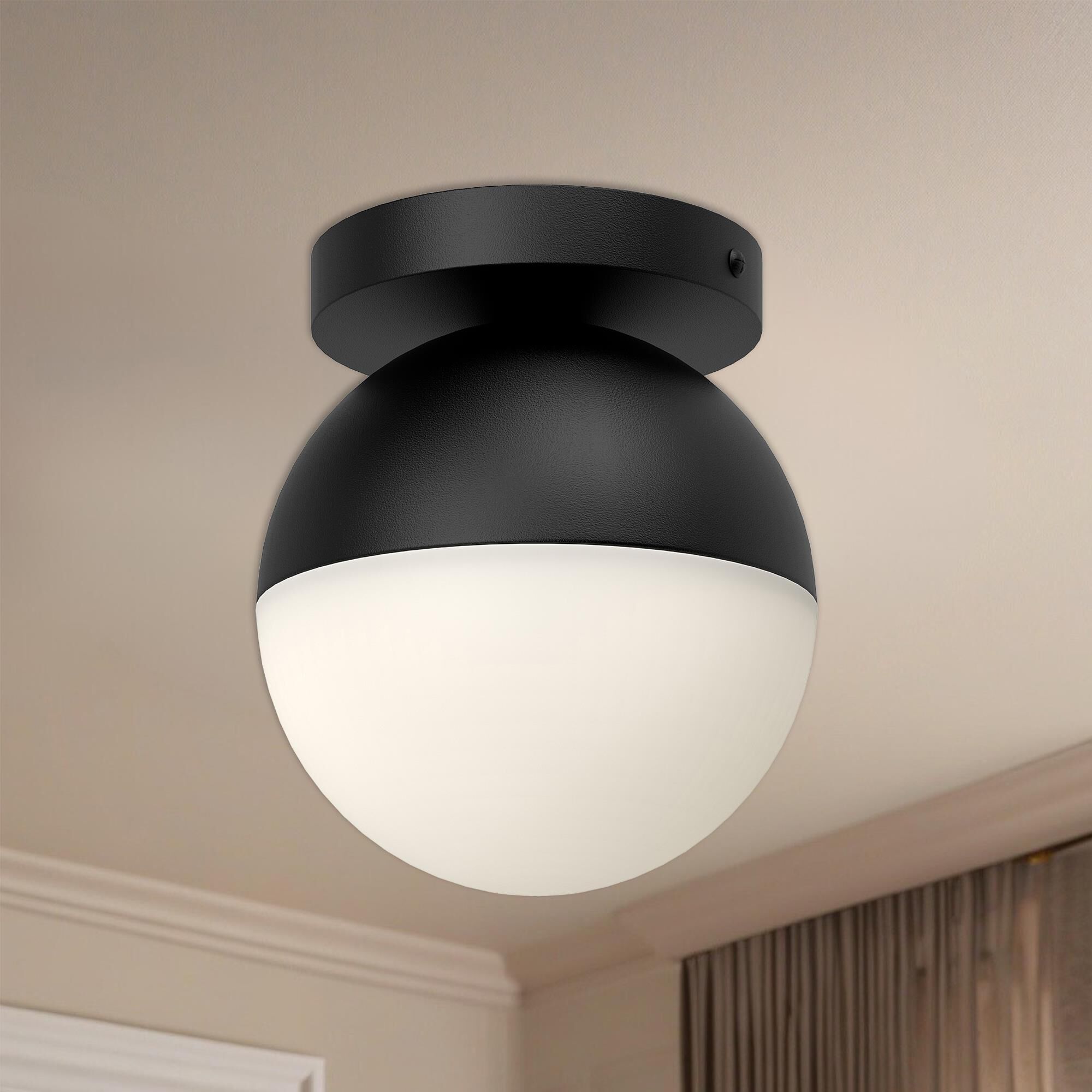 Shown in Black finish and Opal glass