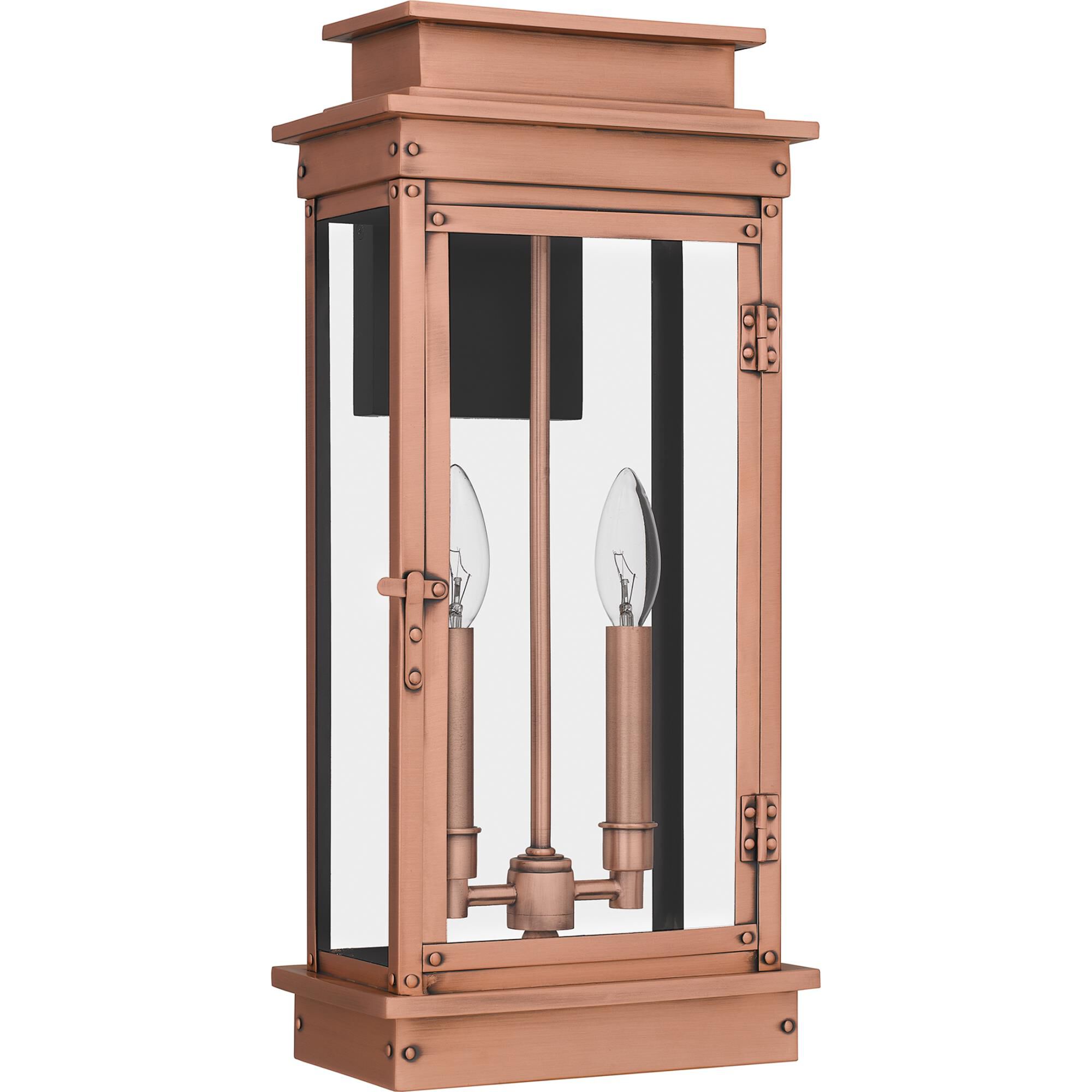 Shown in Aged Copper finish and Glass shade
