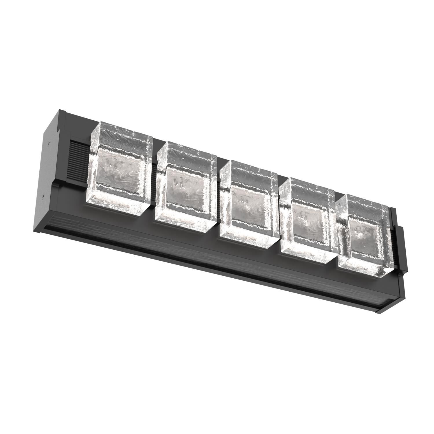 Shown in Matte Black finish and Smooth Seeded glass and Dark Oak accent