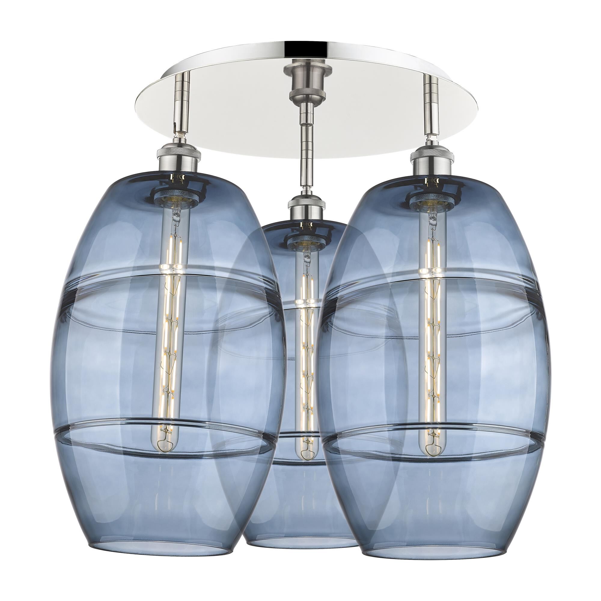 Shown in Polished Nickel finish and Princess Blue glass