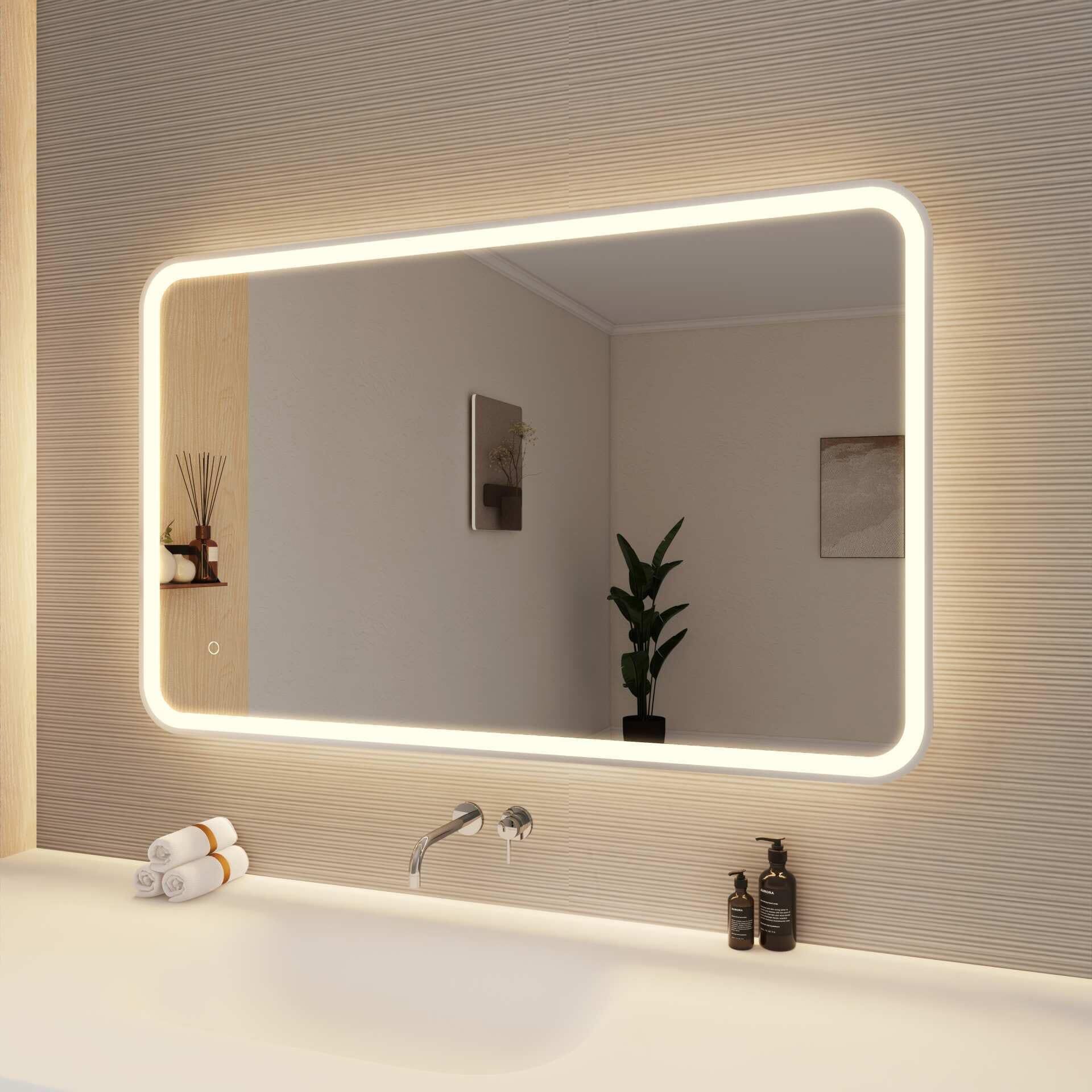 Harmoni 48 Inch Rectangular LED Lighted Mirror by Elegant Decor