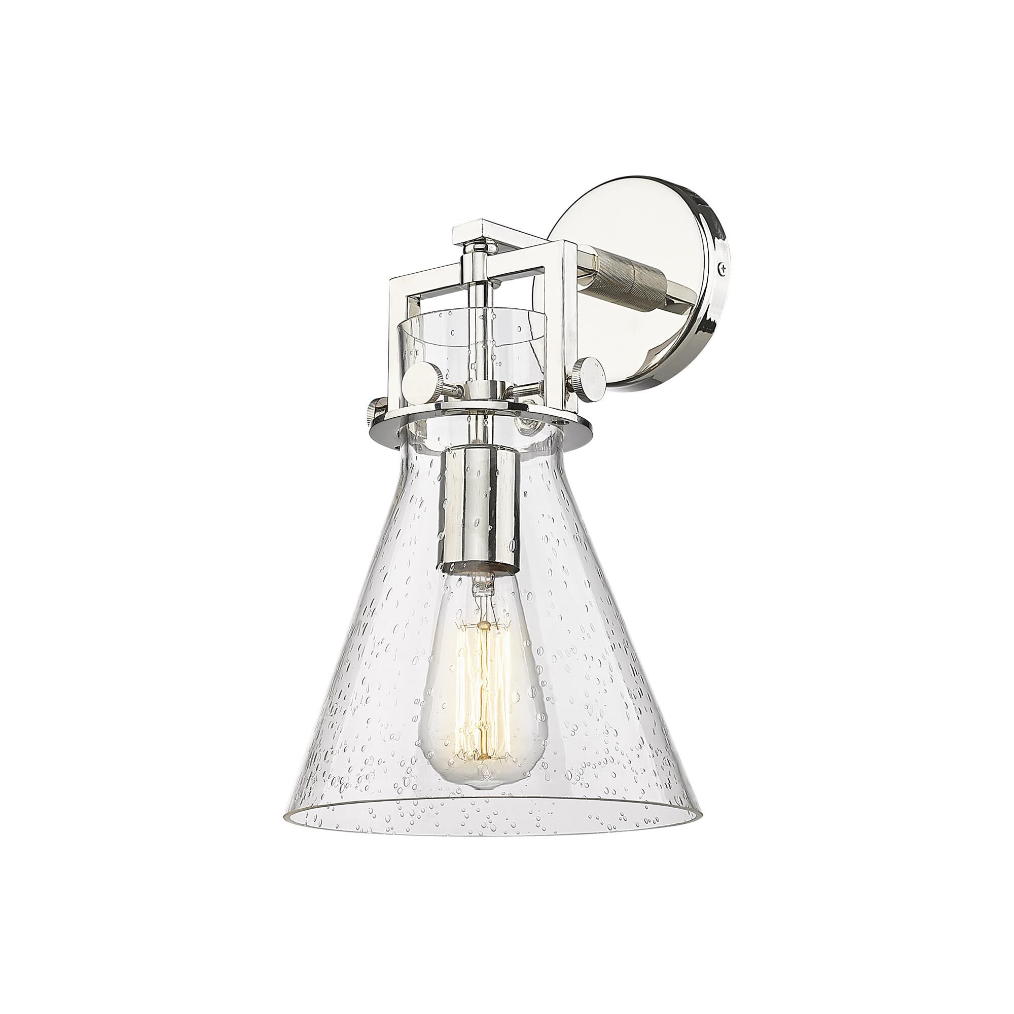 Shown in Polished Nickel finish and Seedy glass