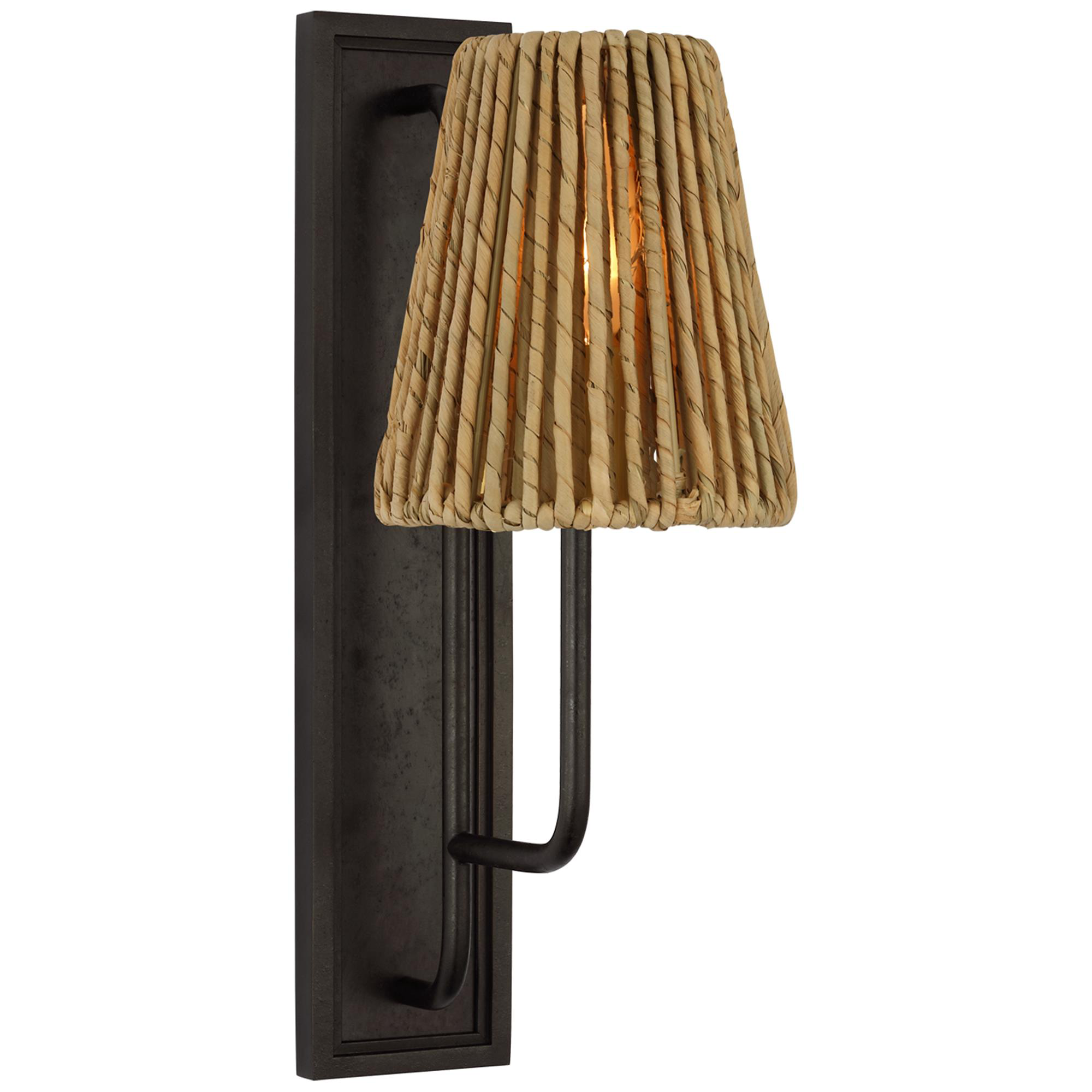 Shown in Aged Iron finish and Natural Abaca shade