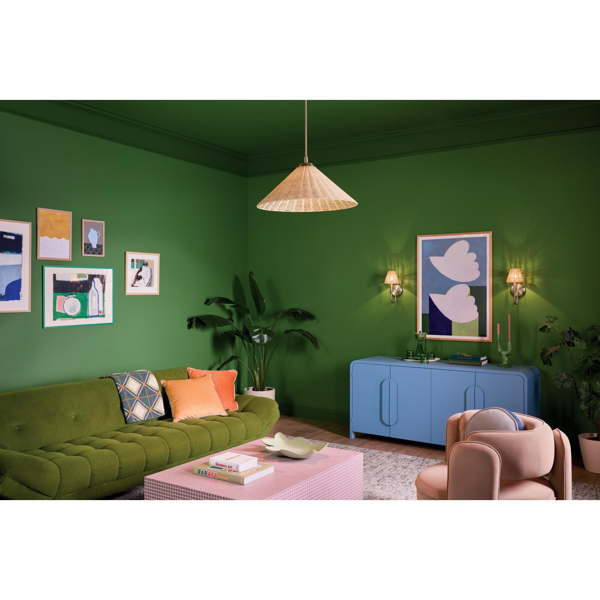 Shown in Champagne Bronze finish and Opal glass and Rattan Textured shade