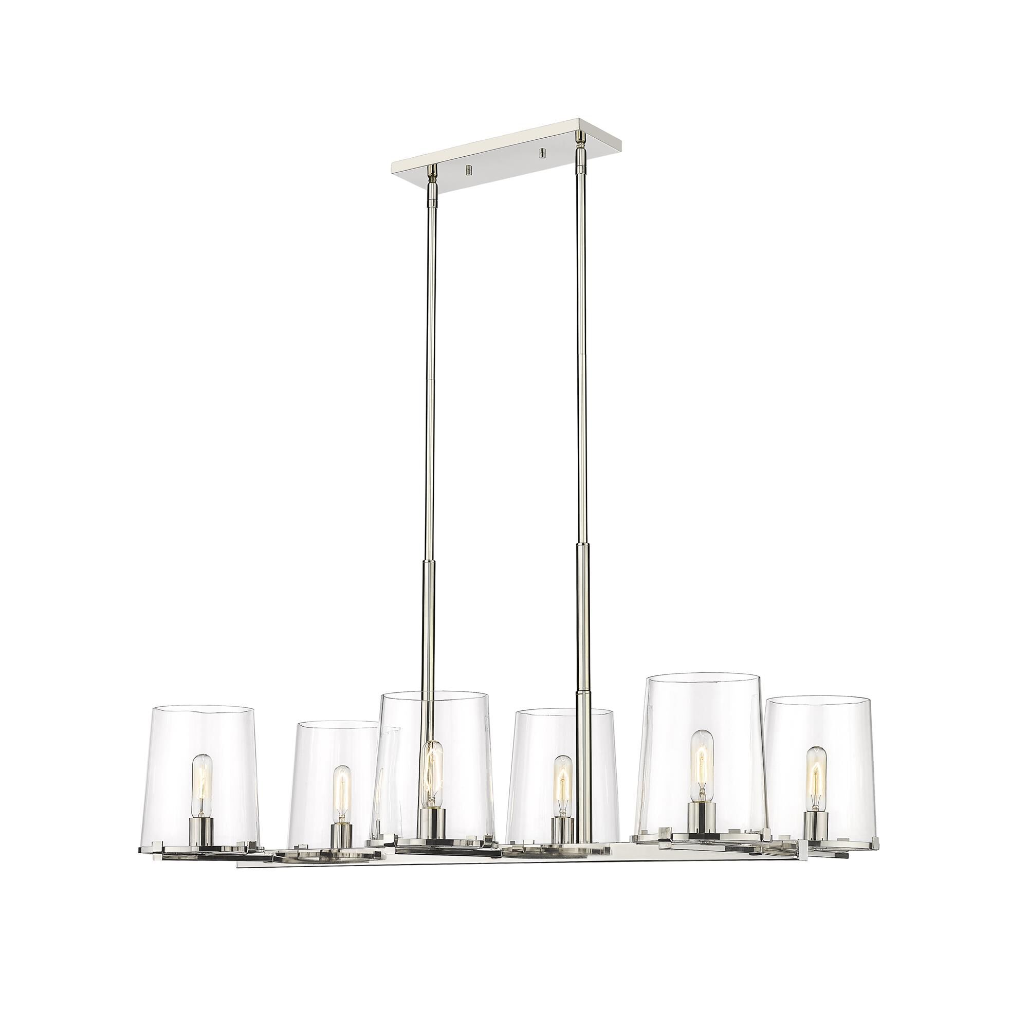Shown in Polished Nickel finish and Glass shade