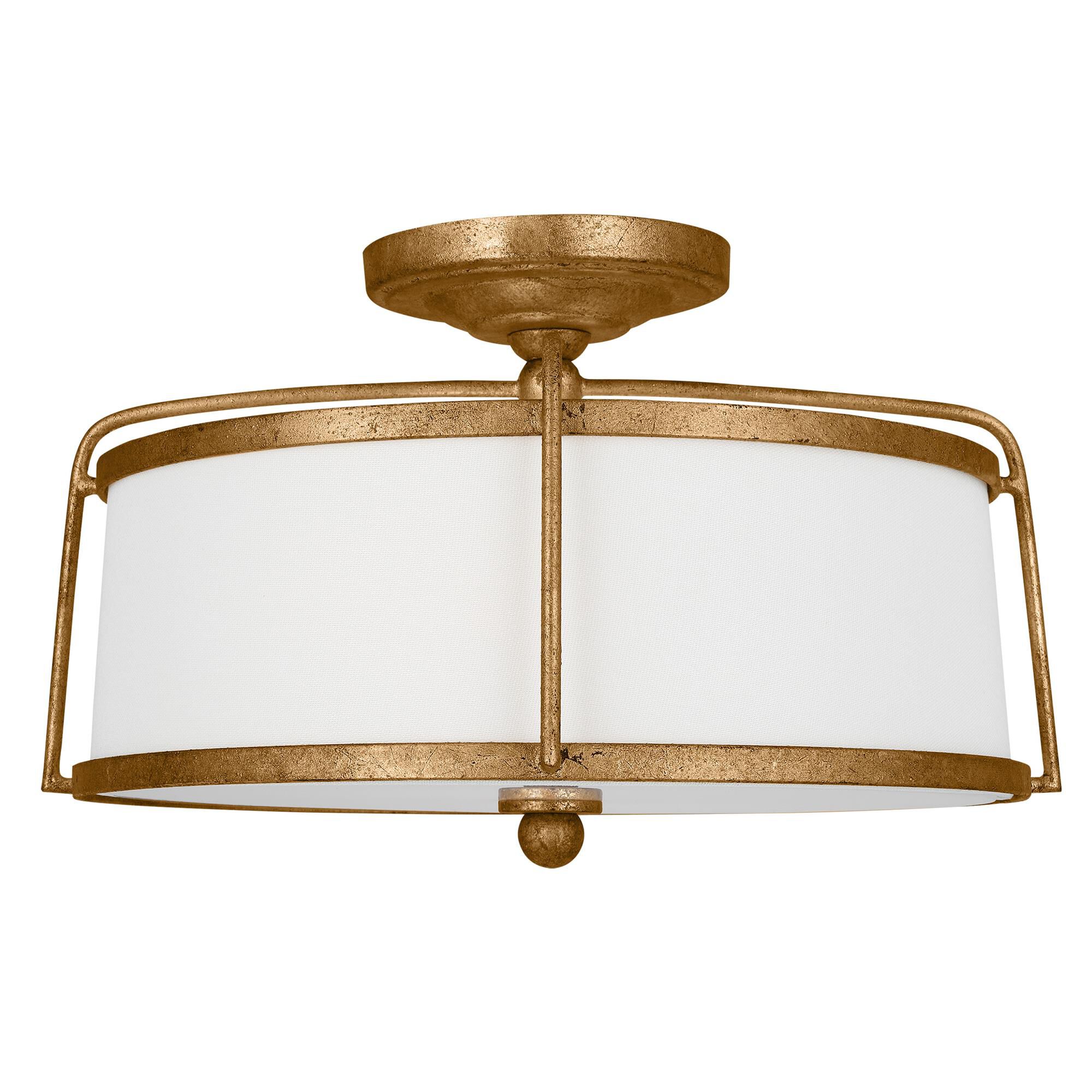 Shown in Antique Gild finish and White LinenLinen shade