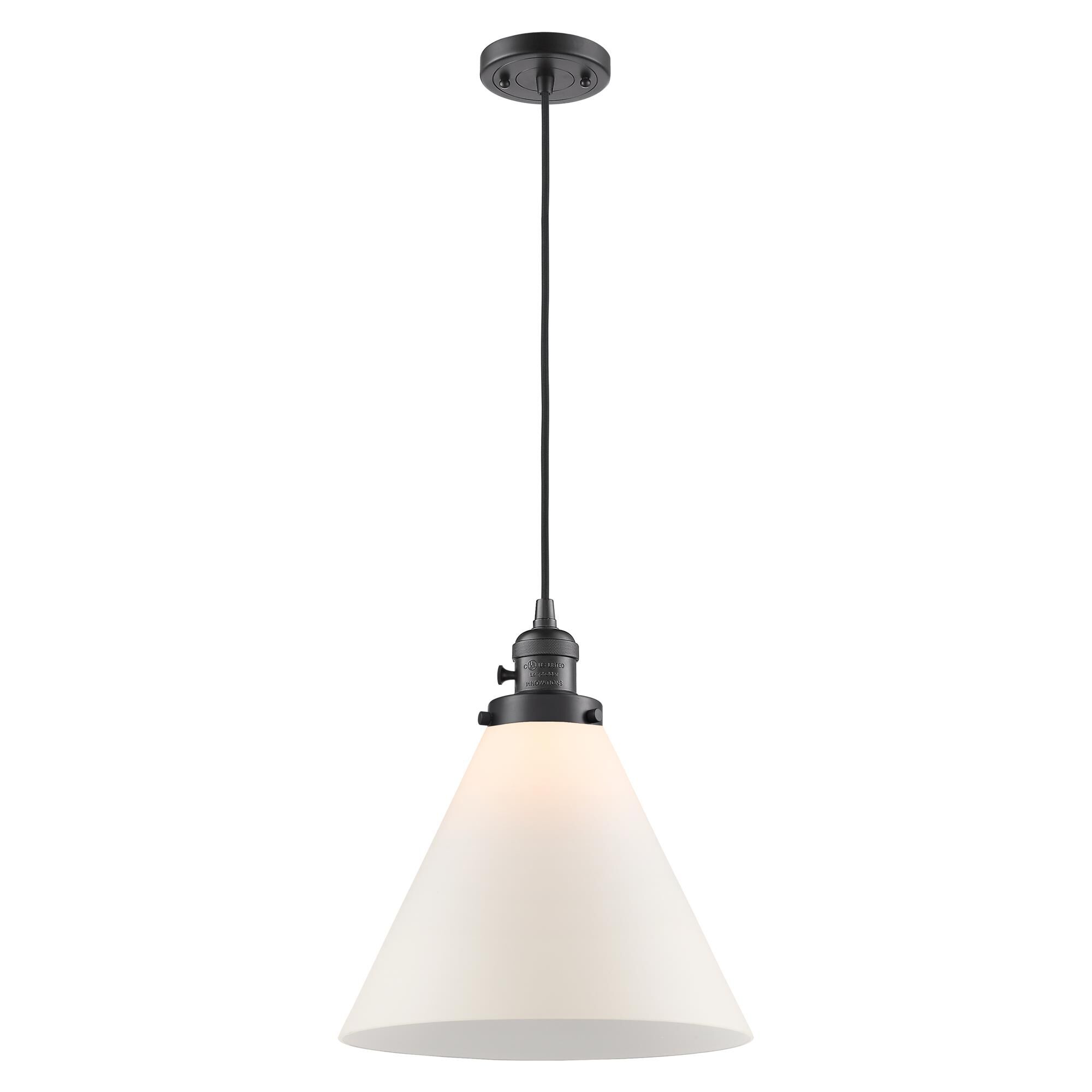 Shown in Oil Rubbed Bronze finish and Matte White Cased glass