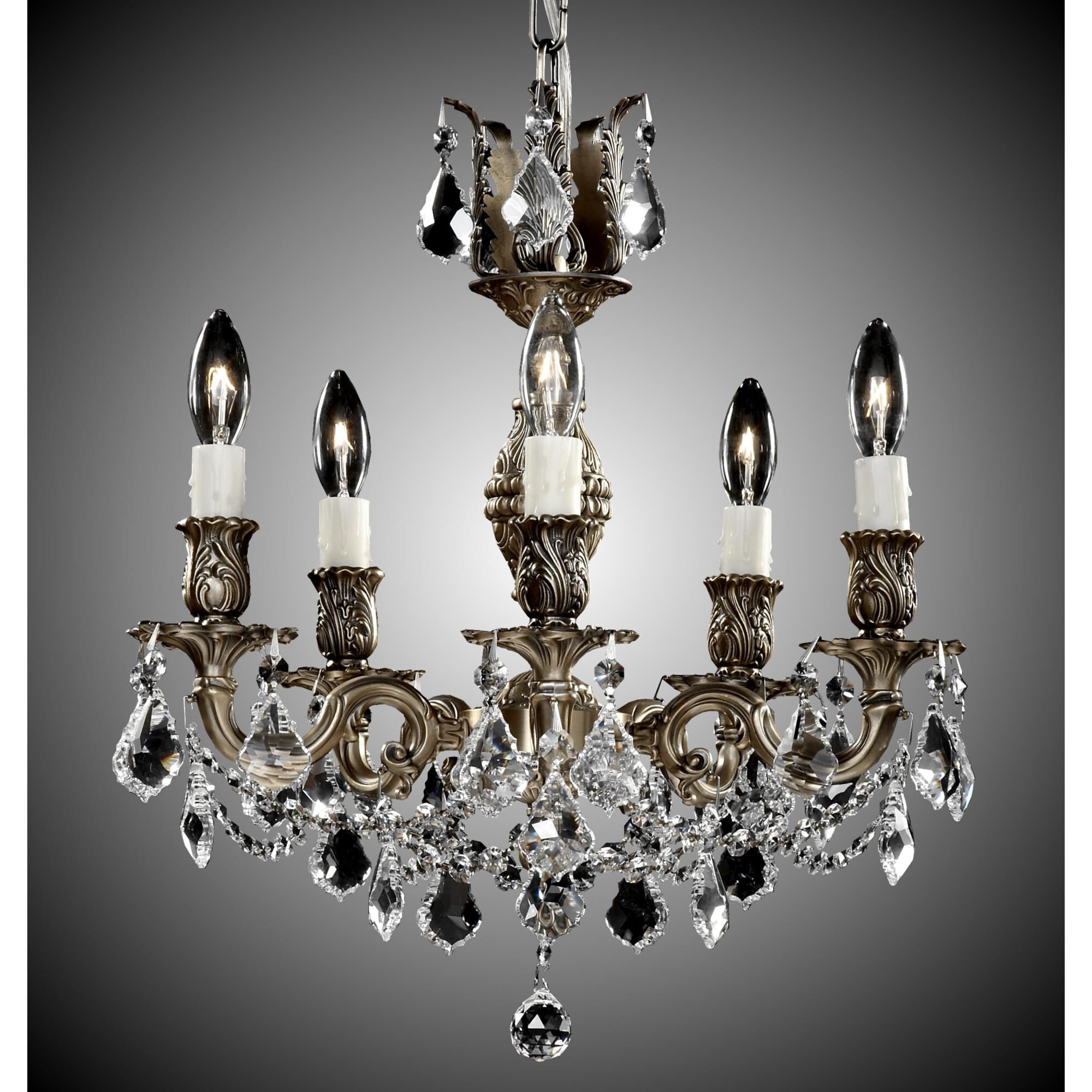 Rosetta 5 Light Mini Chandelier by American Brass and Crystal