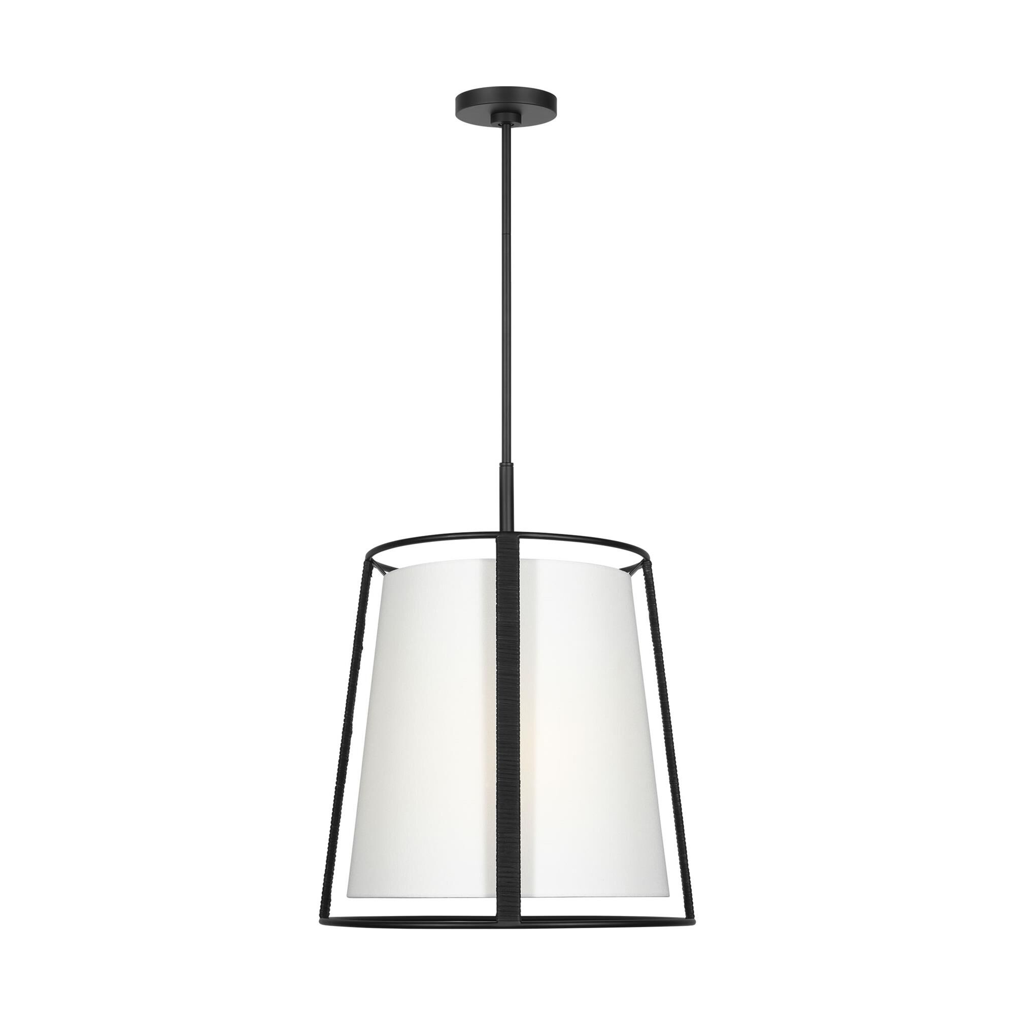 Shown in Midnight Black finish and White Linen shade