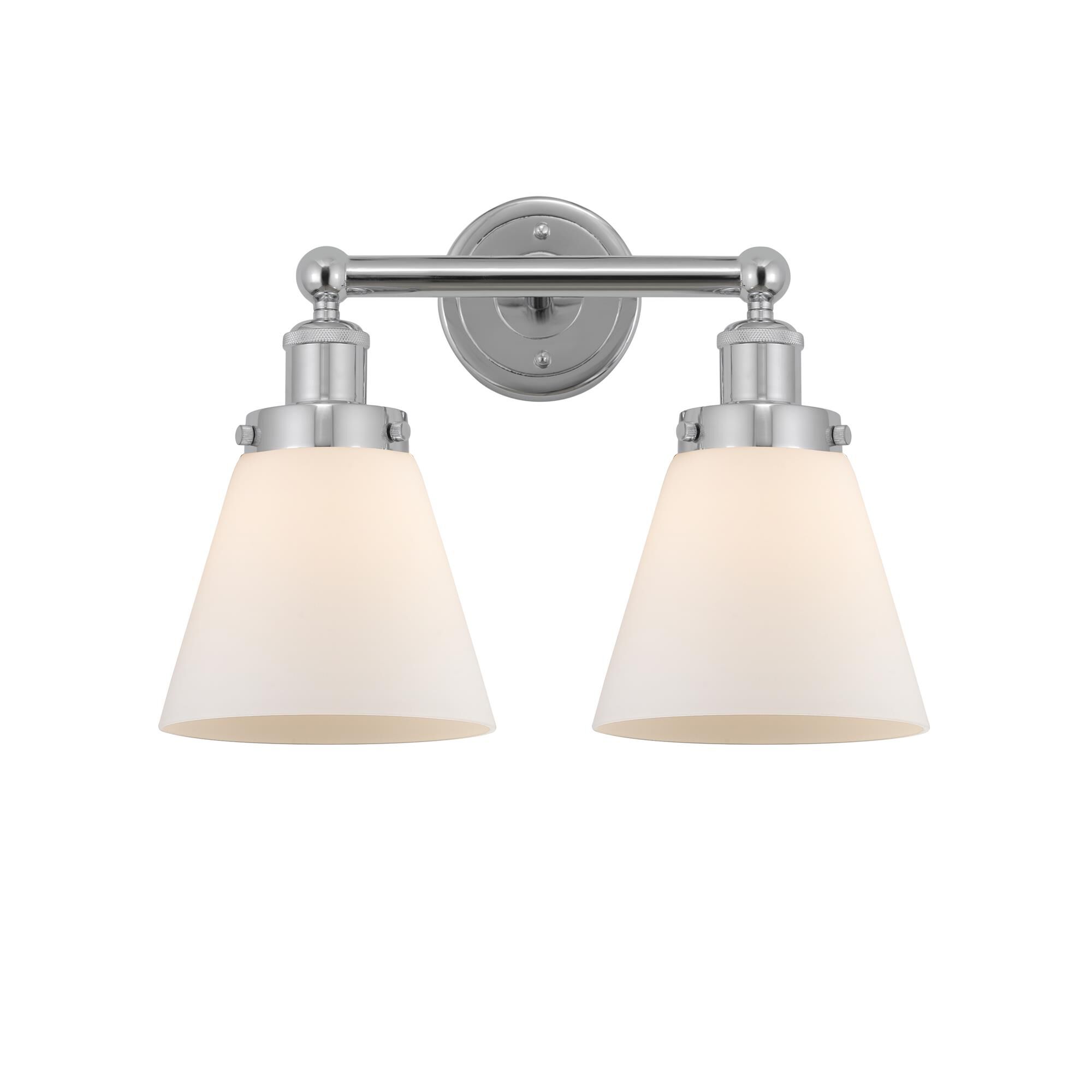 Shown in Polished Chrome, Matte White finish and Matte White glass and Matte White Glass shade