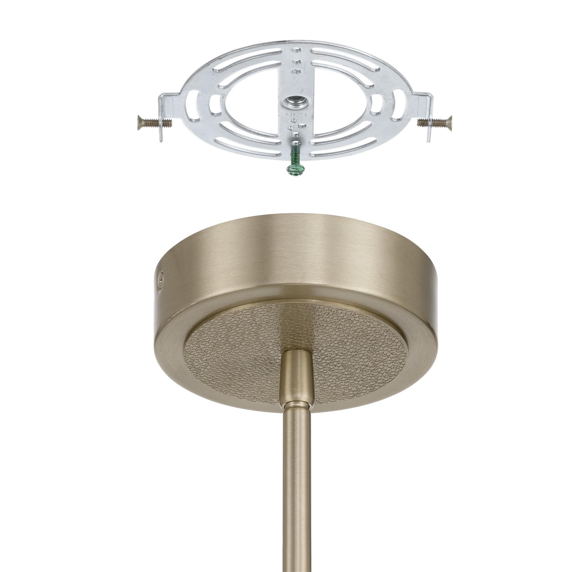 Shown in Champagne Gold finish and White glass