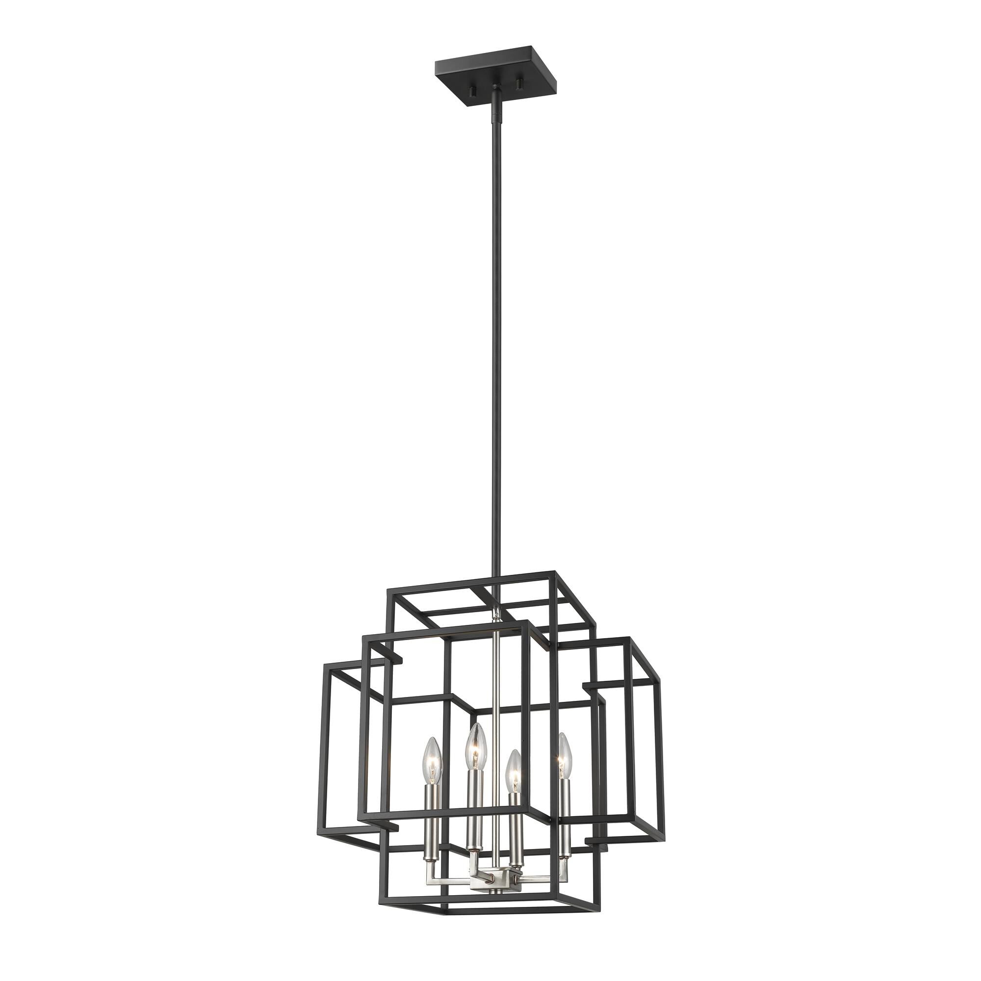 Shown in Black + Brushed Nickel finish and --- glass and --- shade