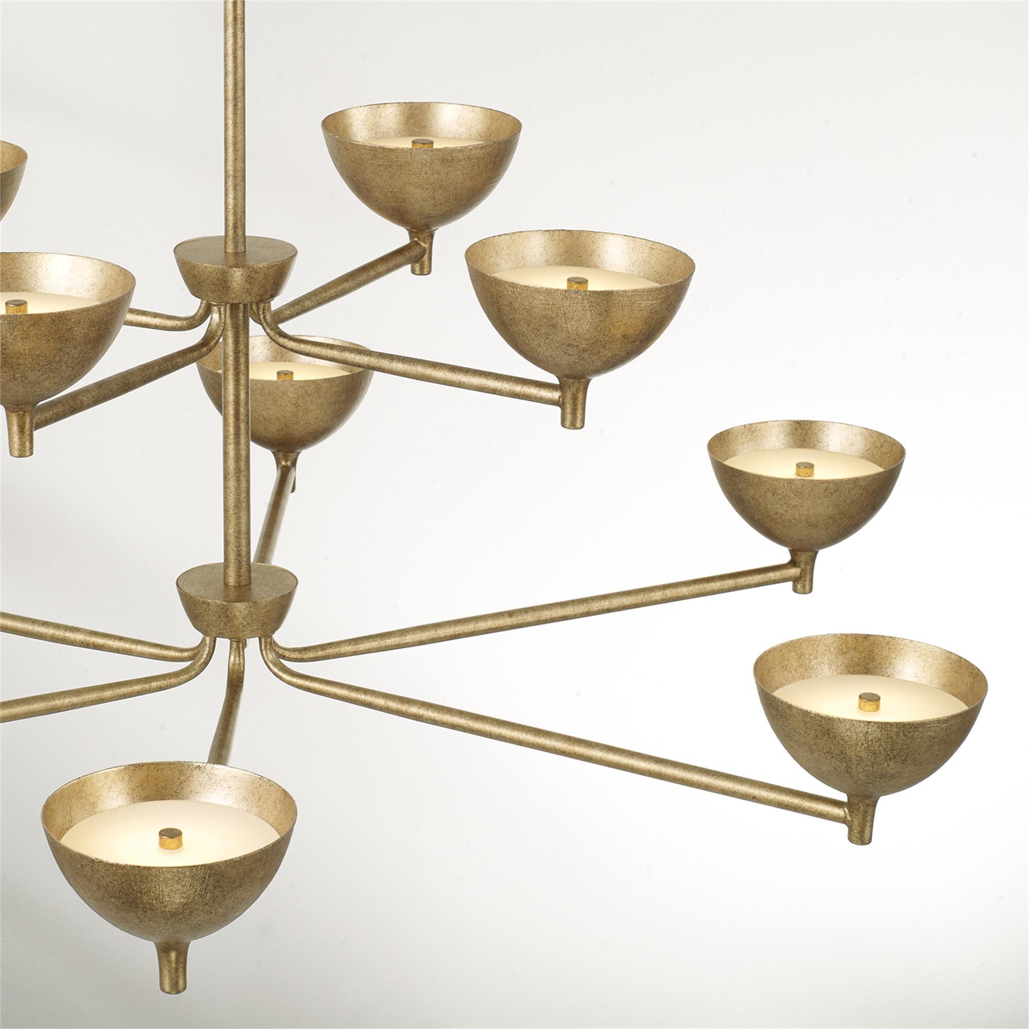 Shown in Feathered Gold finish and Textured Metal s shade