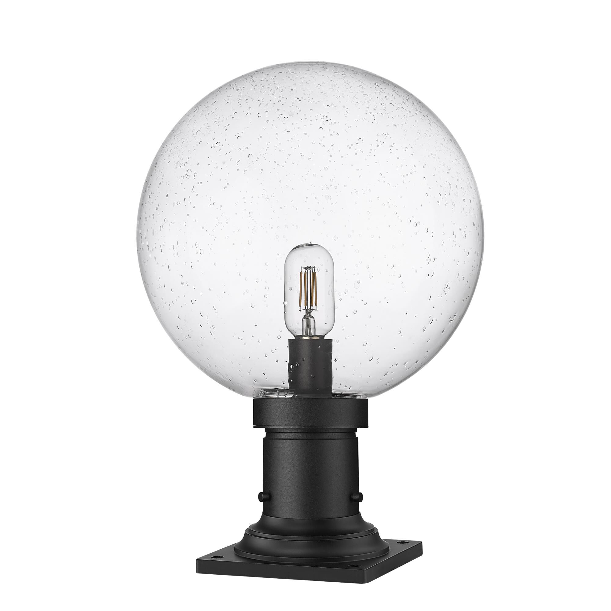 Shown in Matte Black finish and Clear Seedy glass