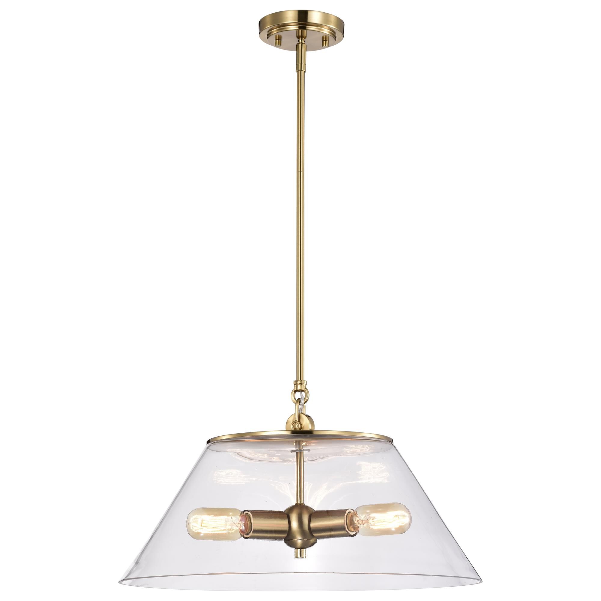 Shown in Vintage Brass finish and Clear glass and No Shade shade