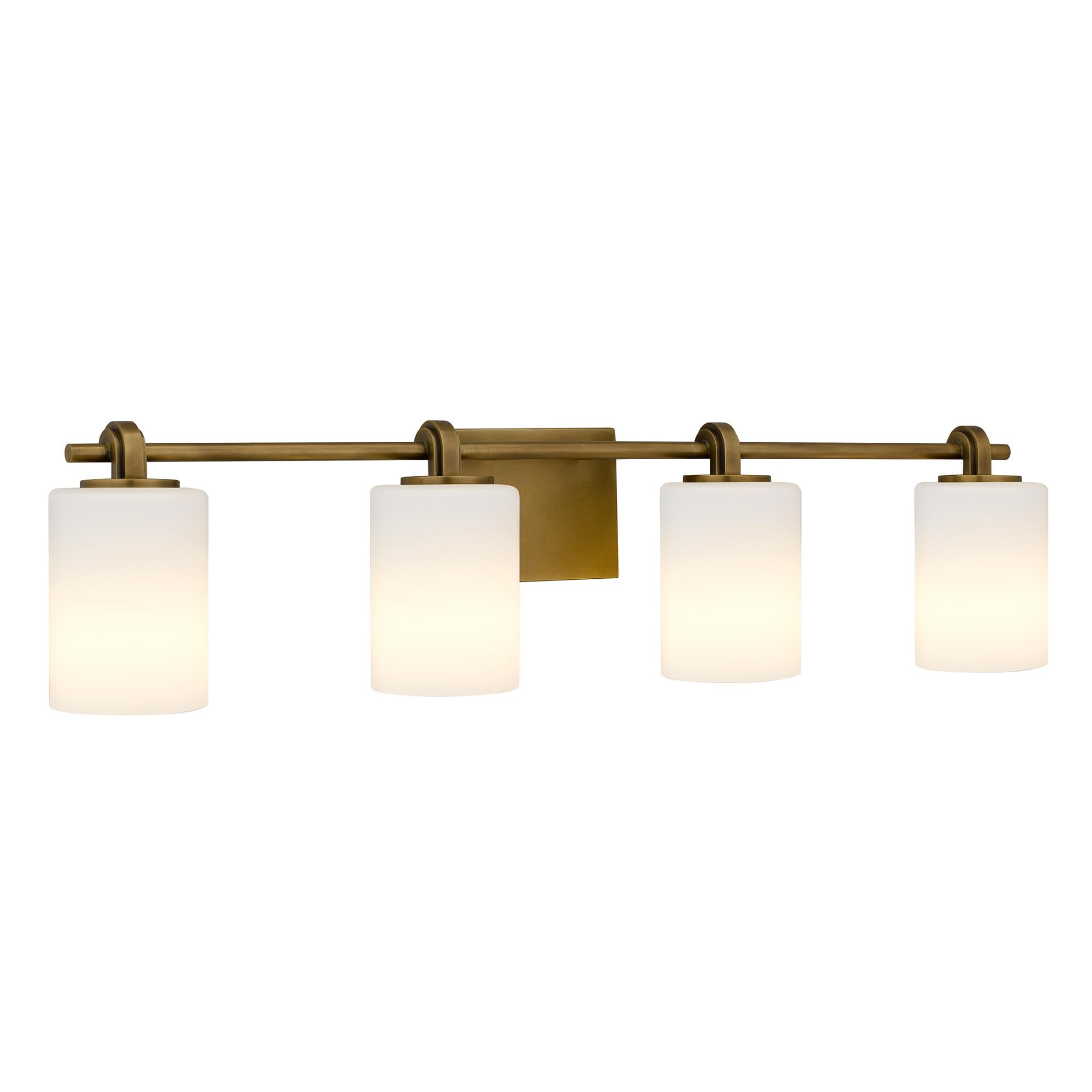 Shown in Weathered Brass finish and Opal Etched Glass shade