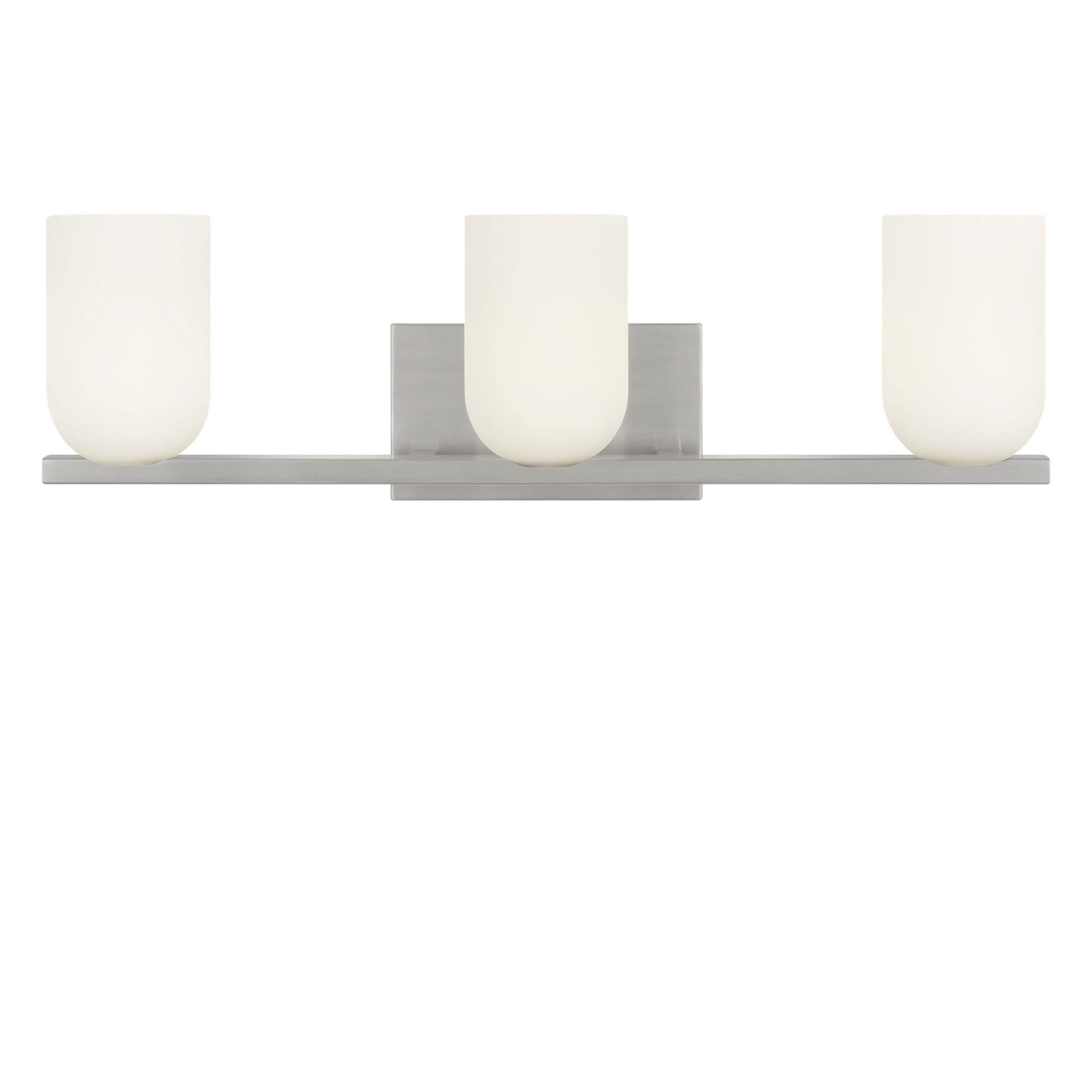 Shown in Brushed Nickel finish and Etched White glass